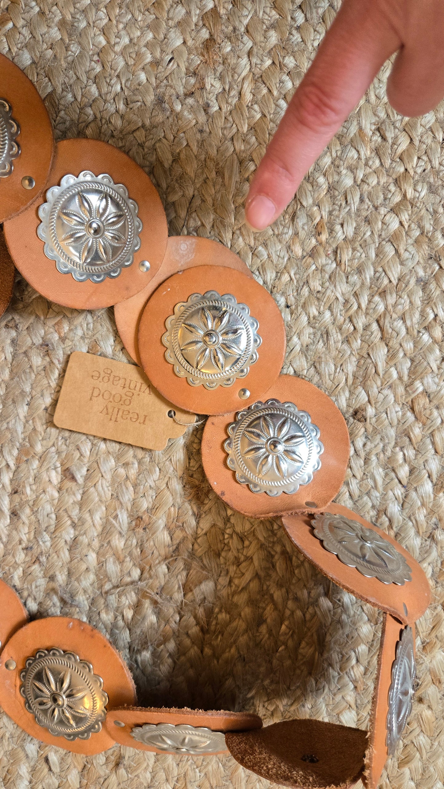 Light leather concho belt