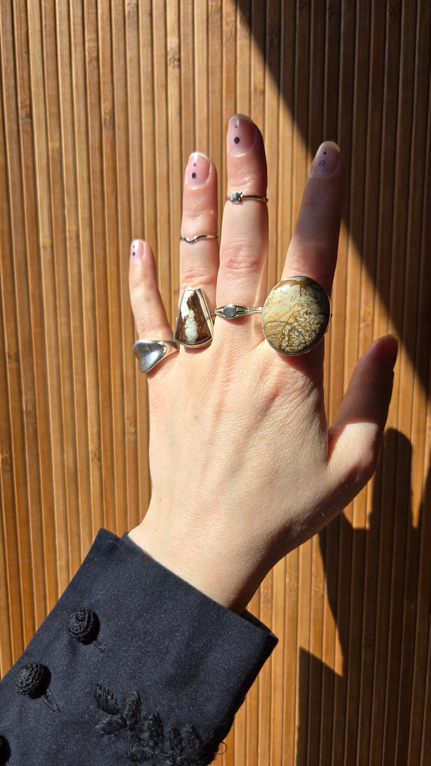 Sterling Indian jasper agate ring