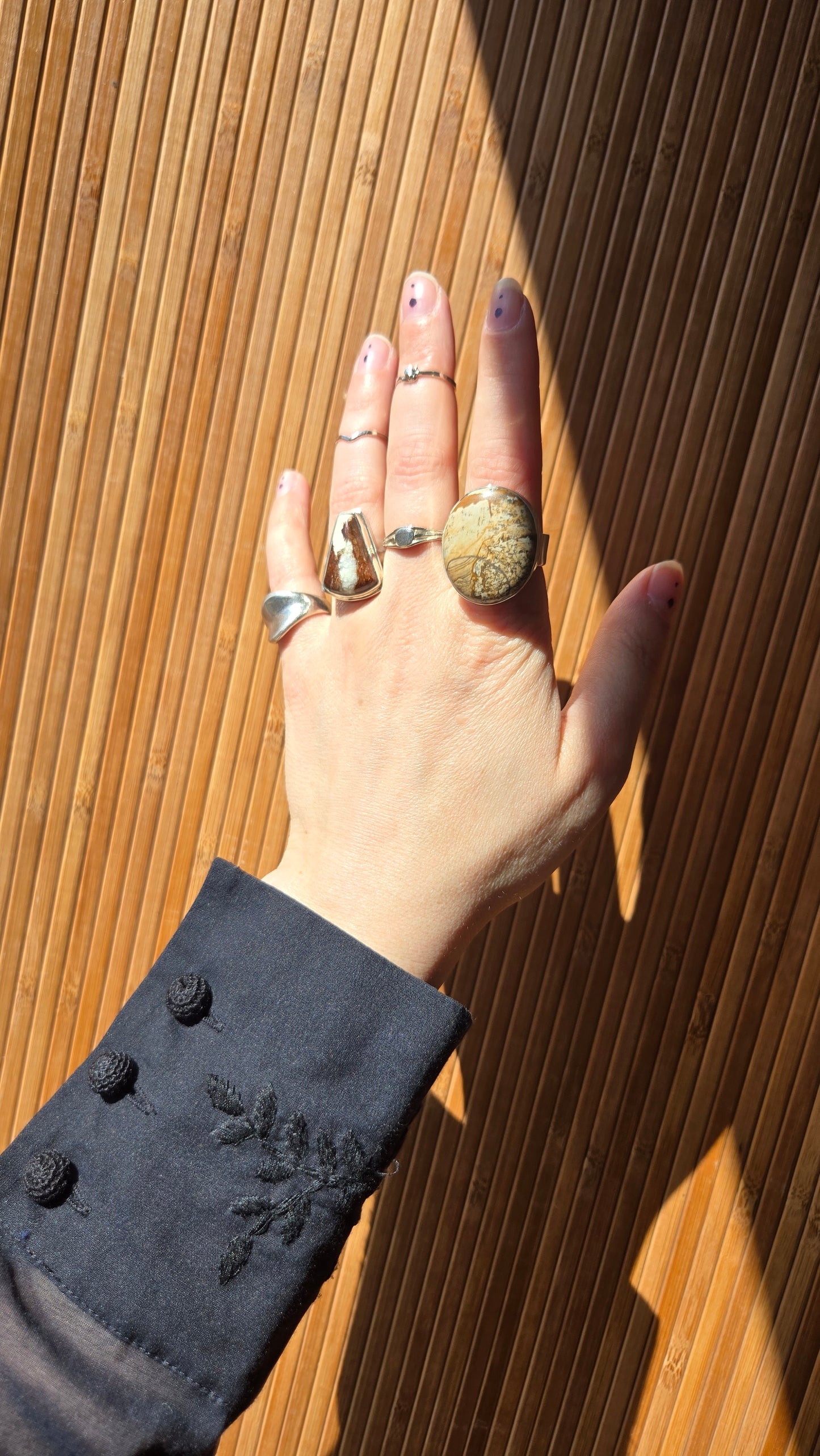 Sterling Indian jasper agate ring