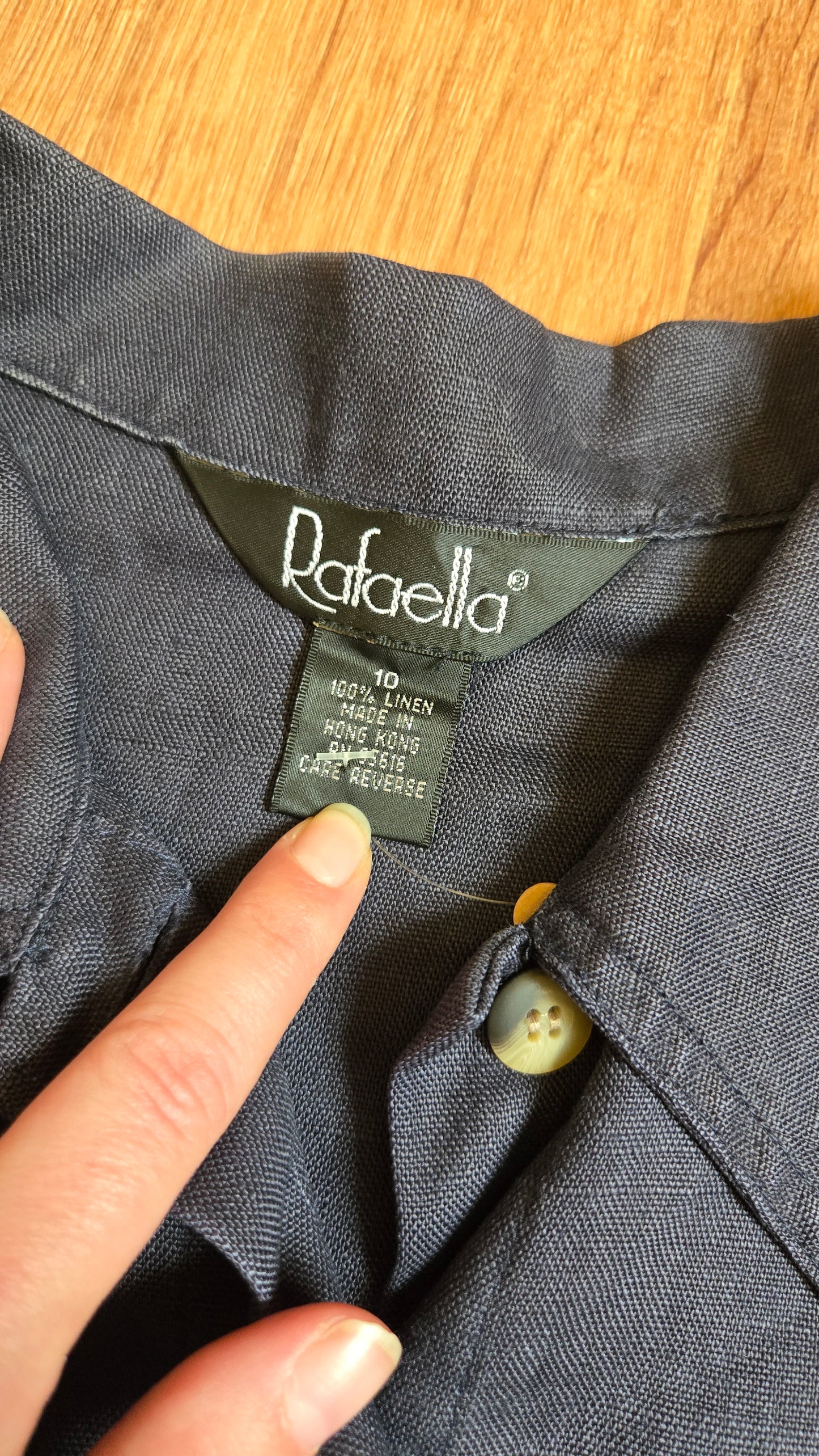 Rafaella navy linen sleeveless shirt