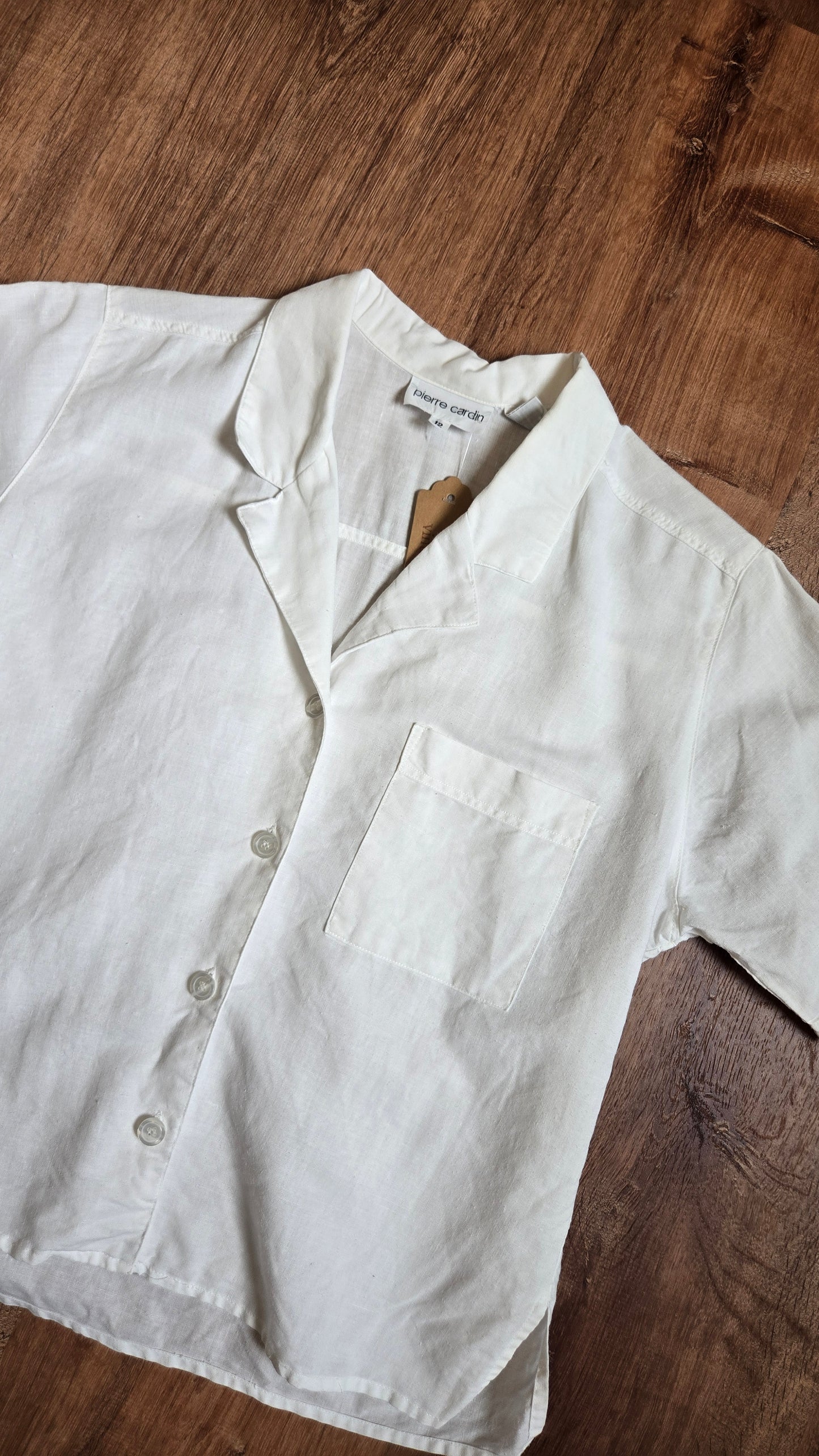 Pierre Cardin white cropped poplin
