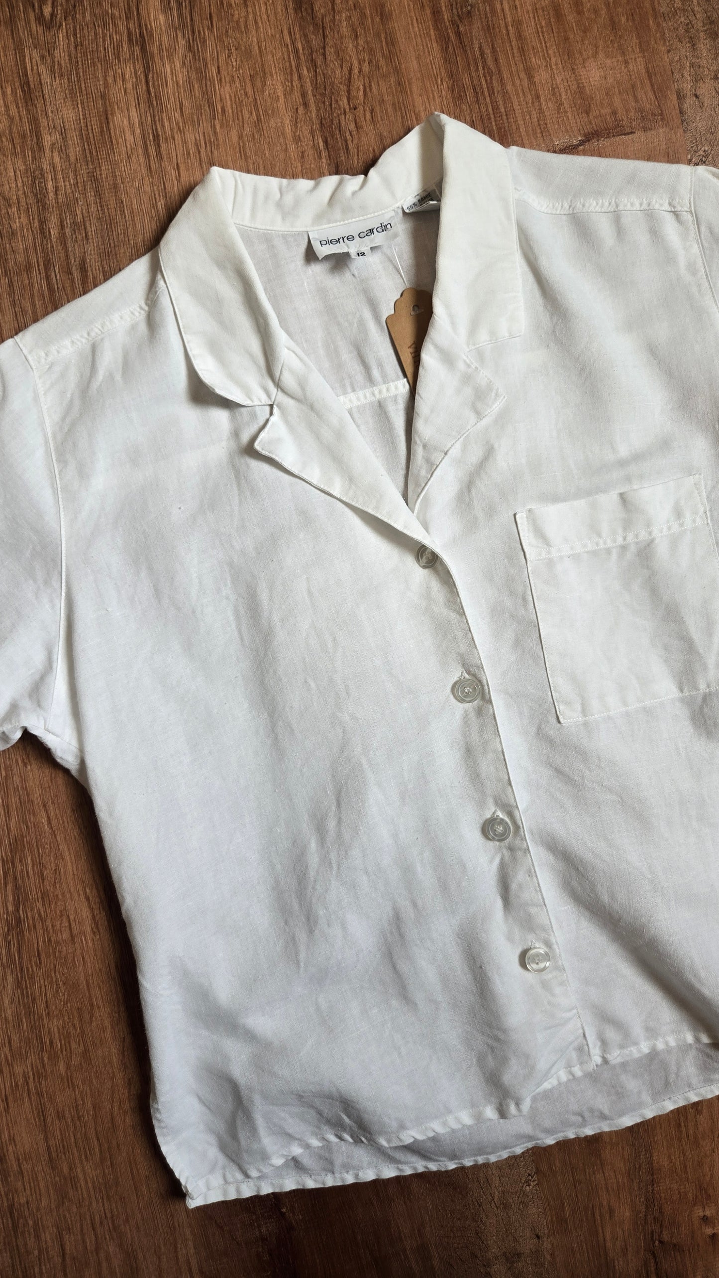 Pierre Cardin white cropped poplin