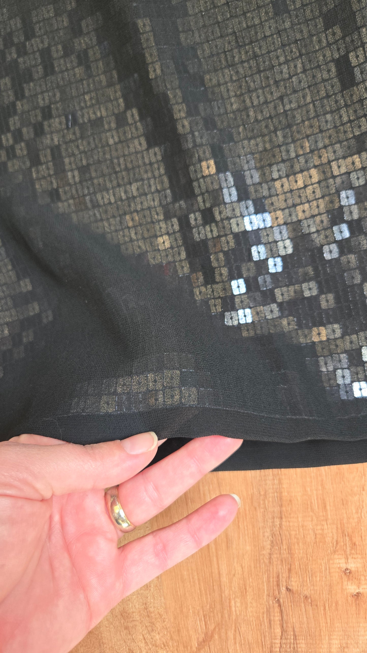 Ann Taylor black chiffon sequin miniskirt
