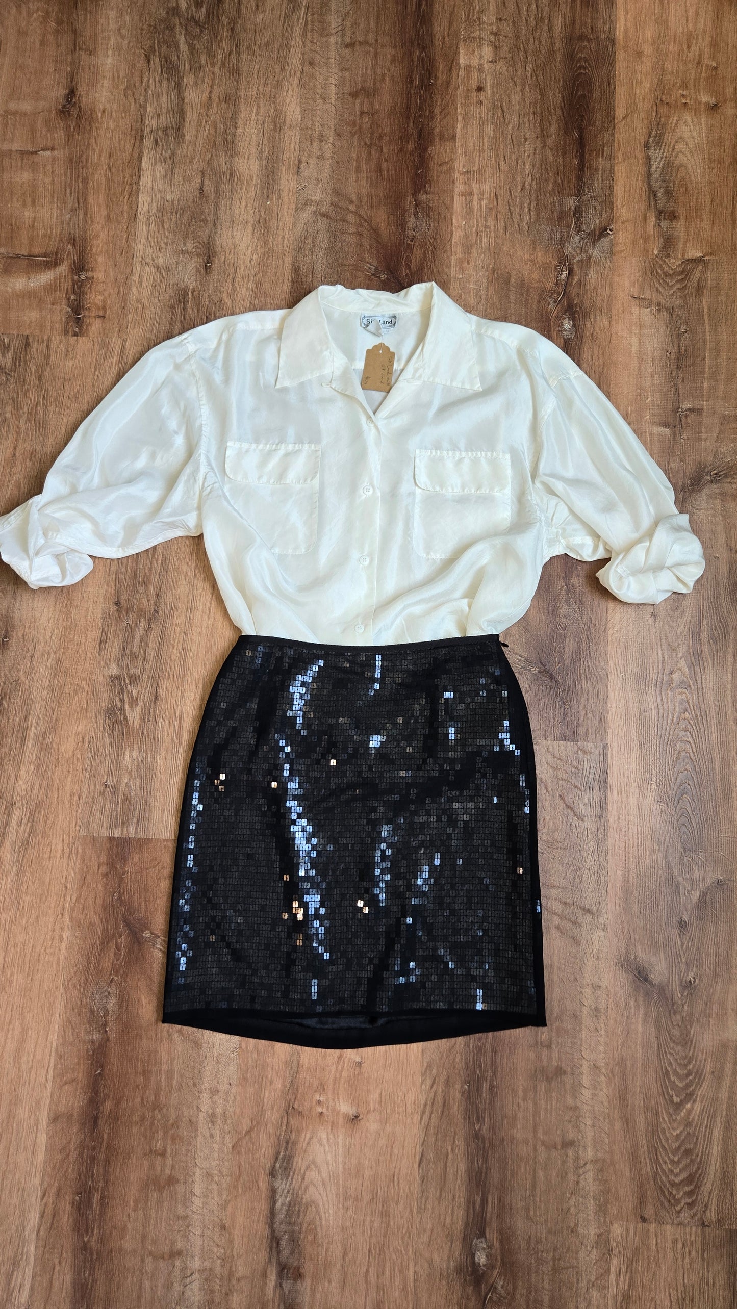 Ann Taylor black chiffon sequin miniskirt