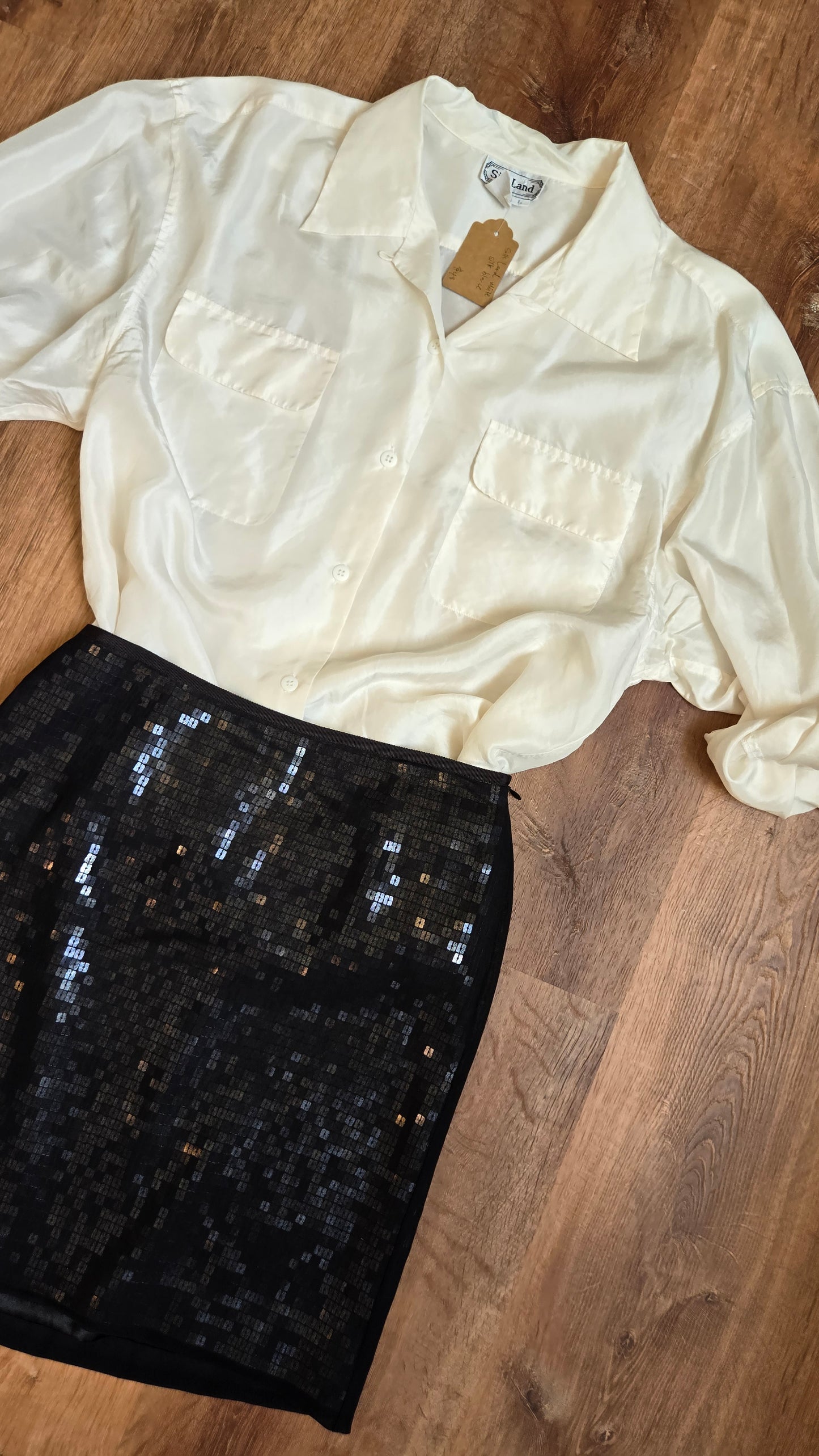 Ann Taylor black chiffon sequin miniskirt