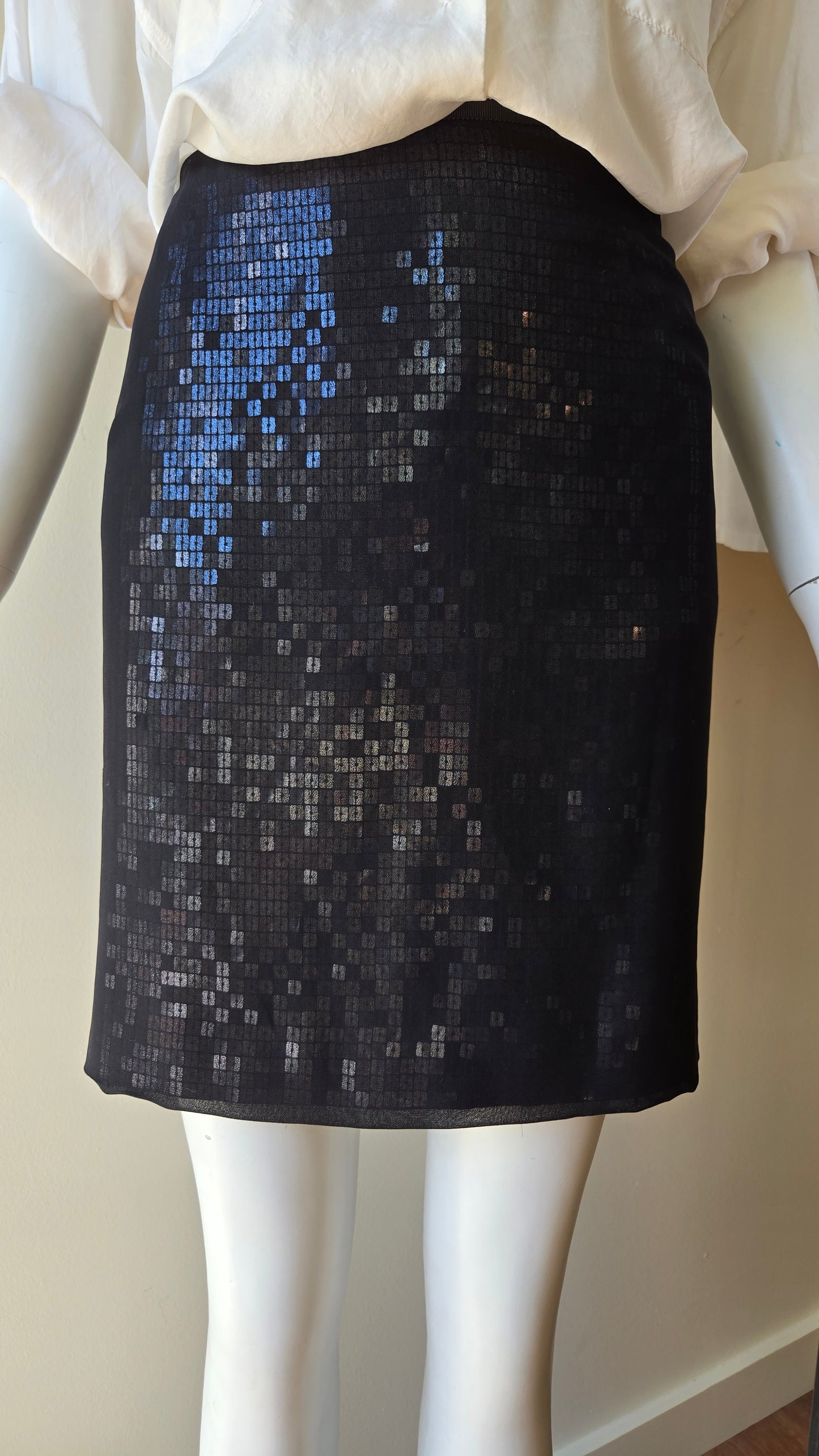 Ann Taylor black chiffon sequin miniskirt
