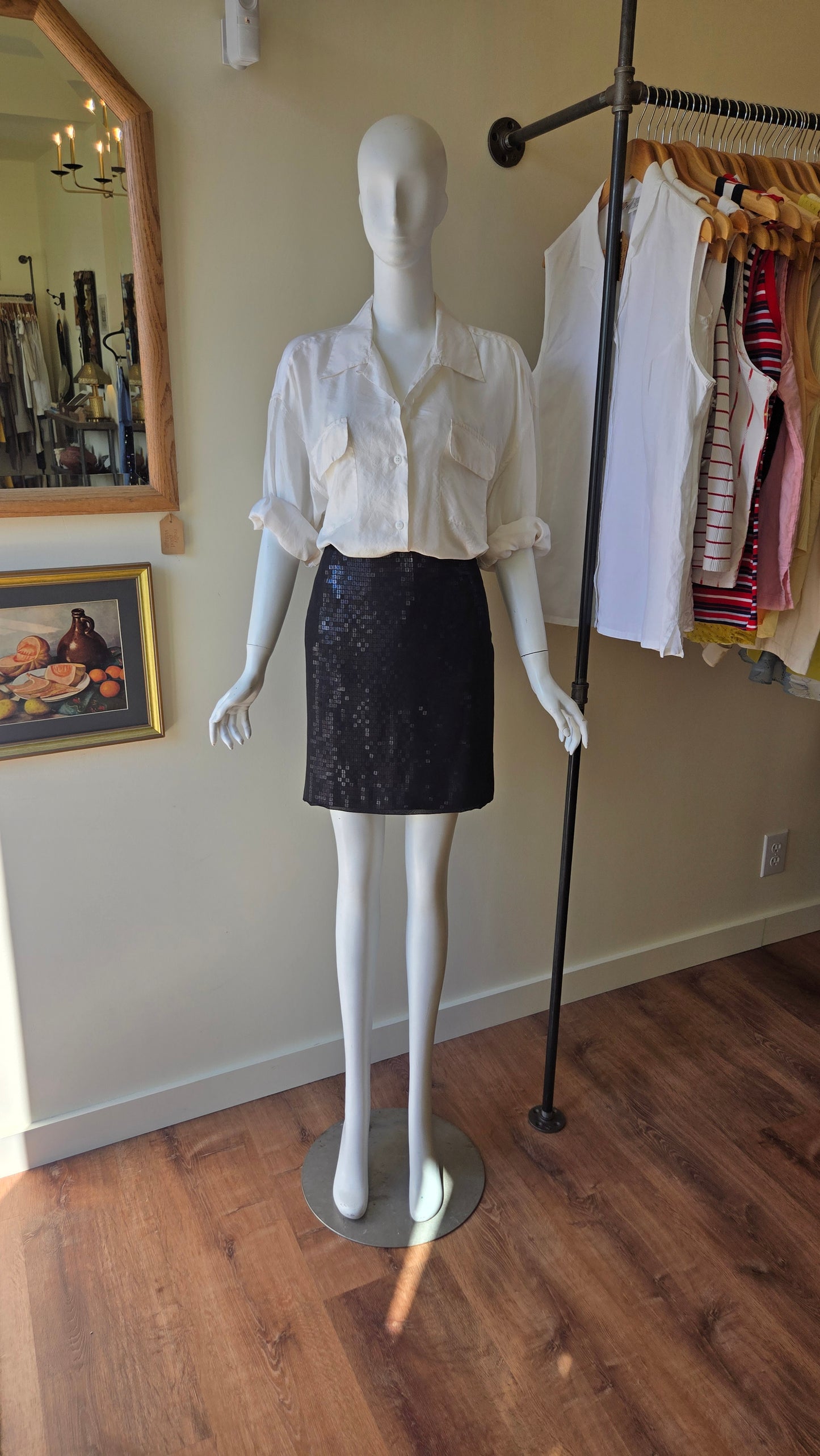 Ann Taylor black chiffon sequin miniskirt