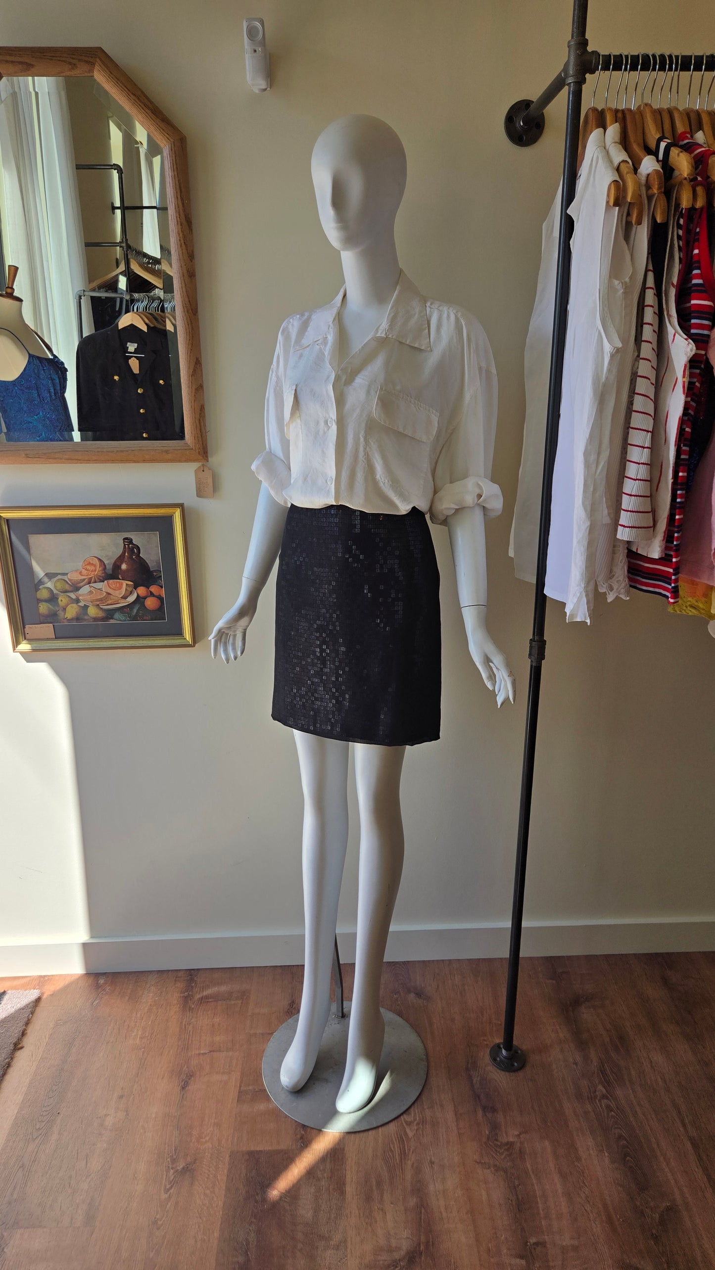 Ann Taylor black chiffon sequin miniskirt