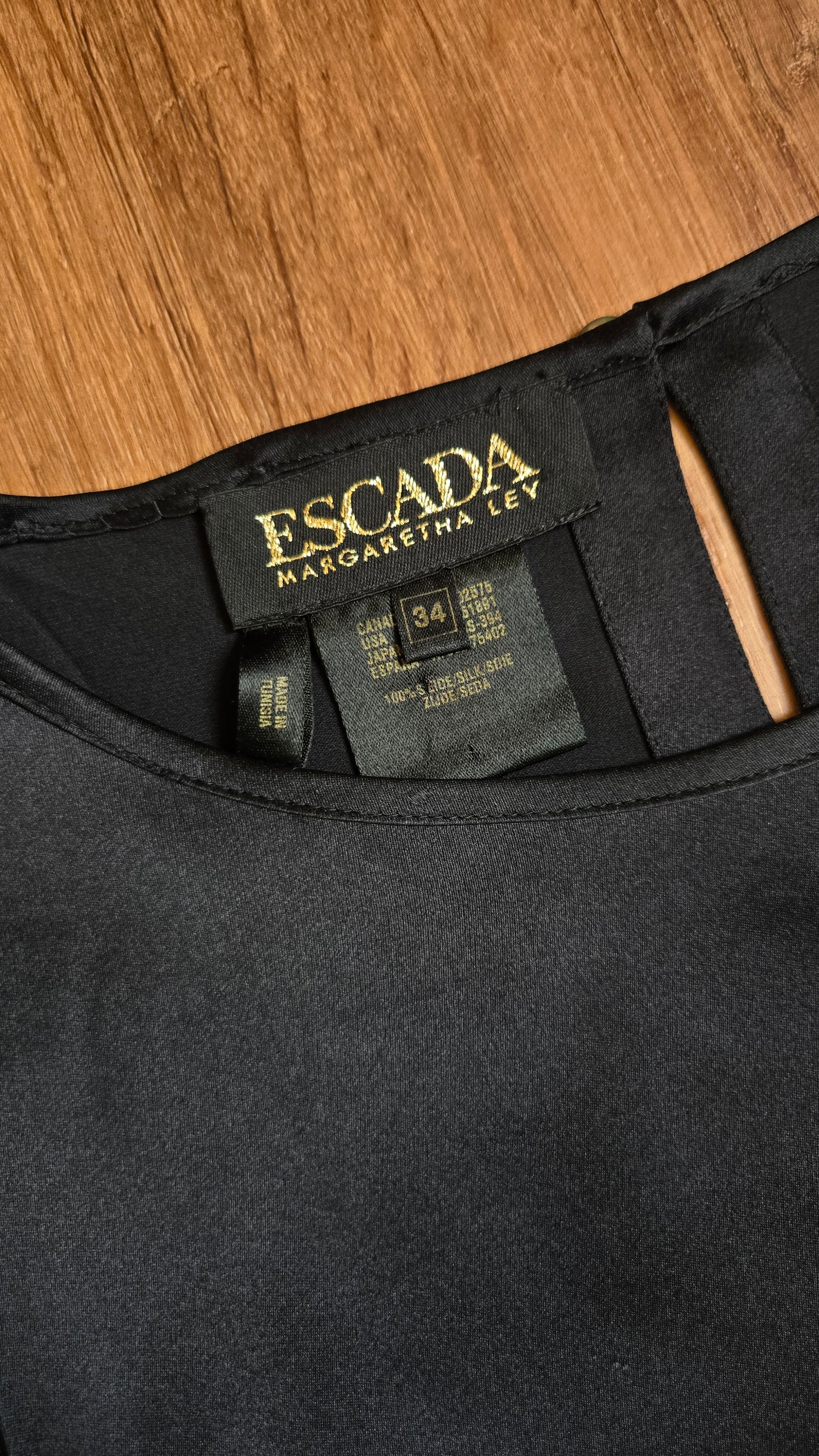 Escada black silk charmeuse shell