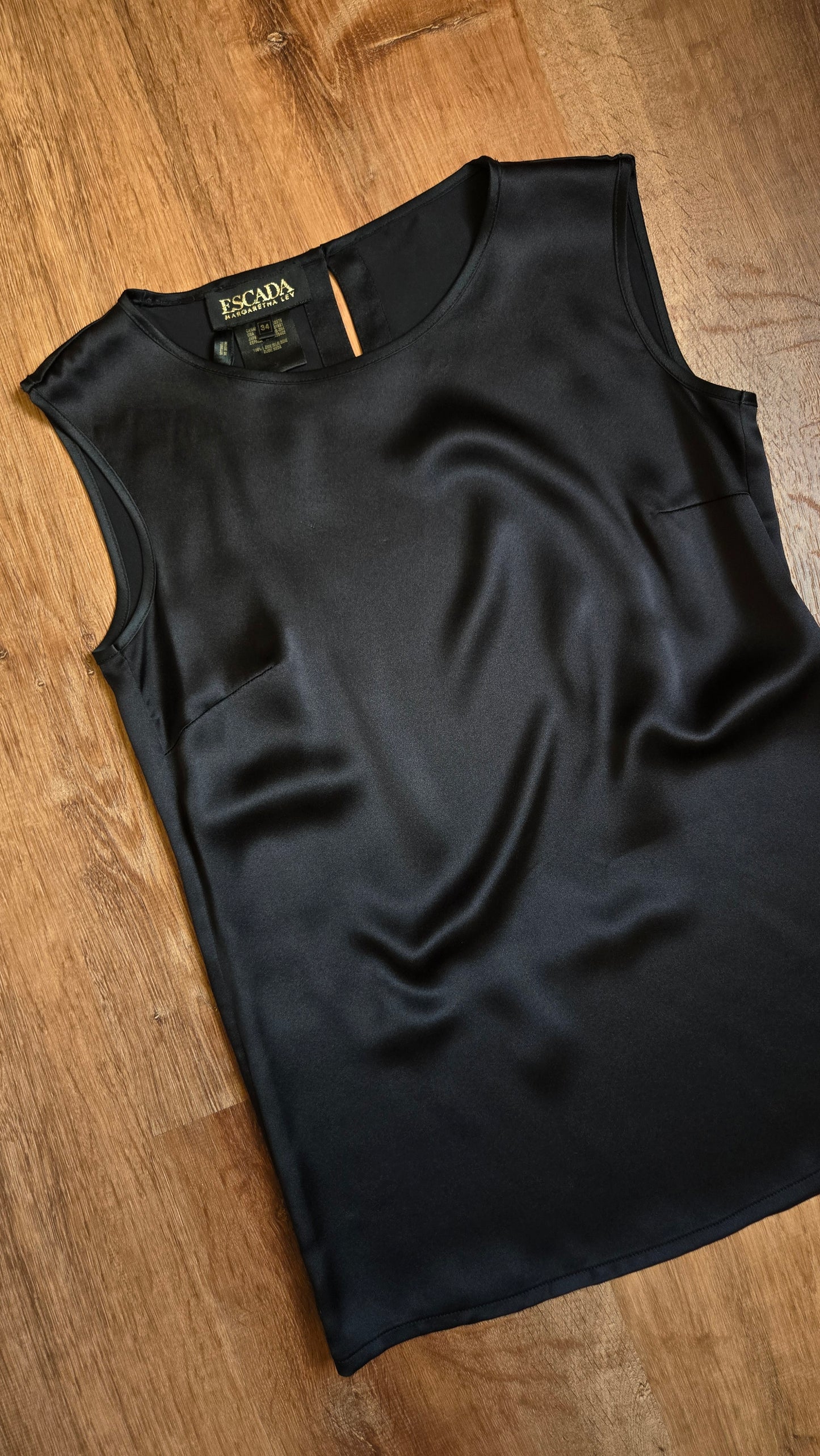 Escada black silk charmeuse shell