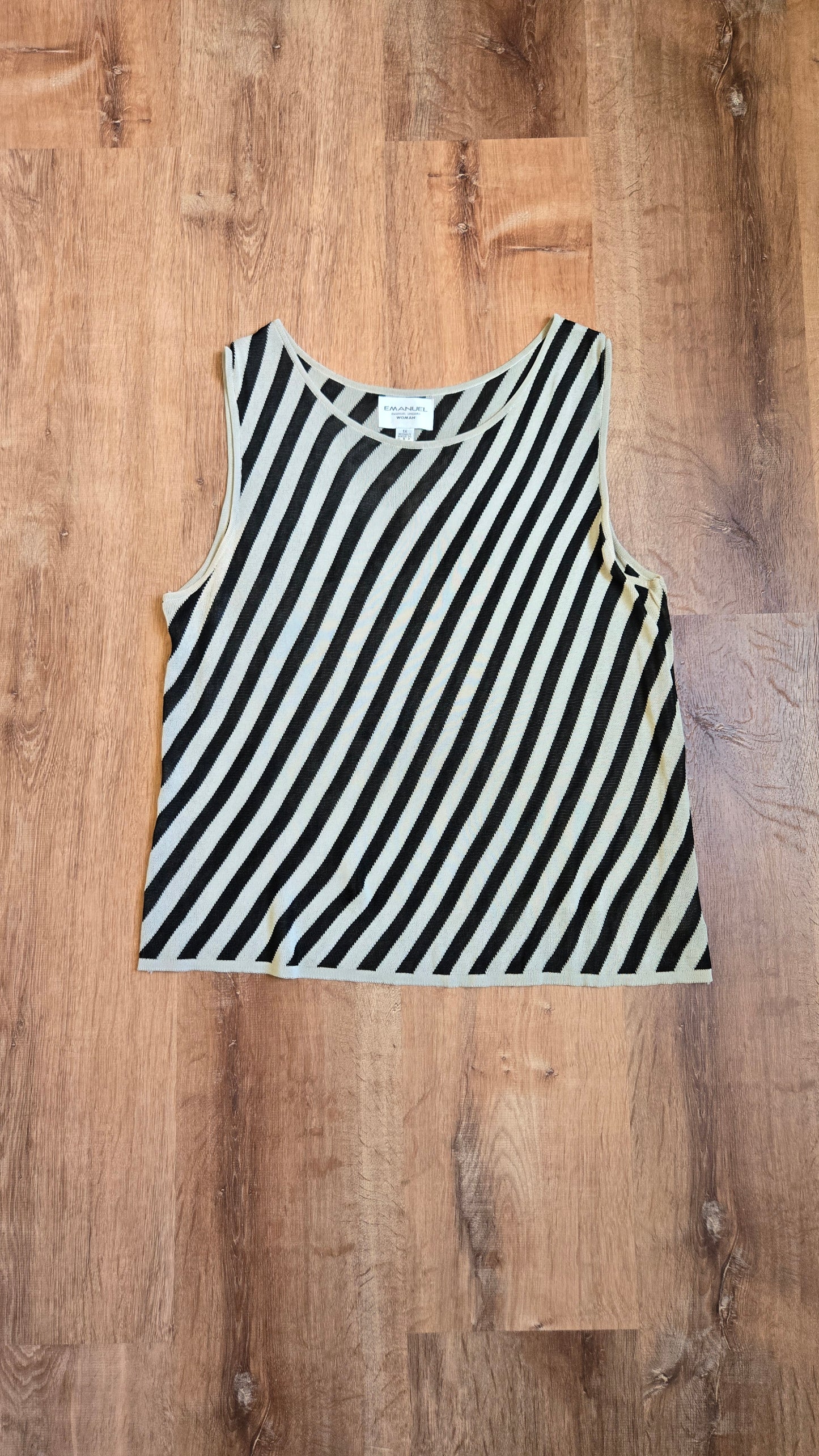 Ungaro taupe & black striped knit tank