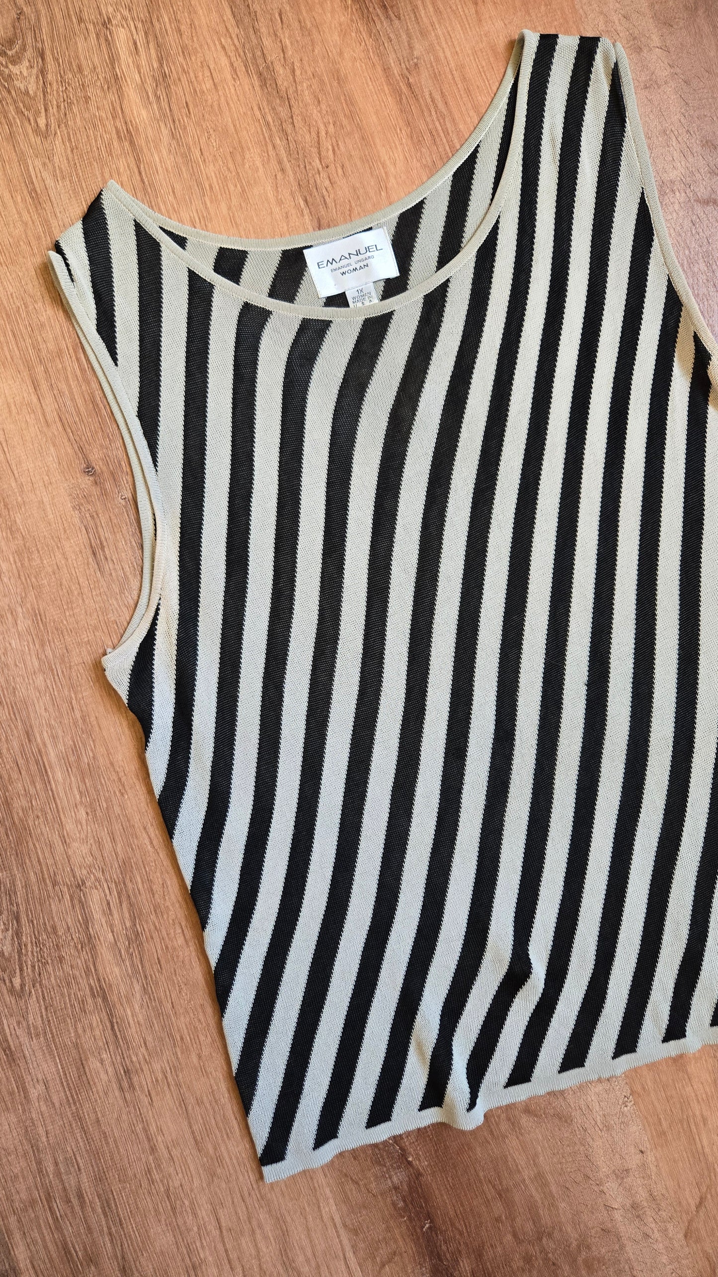 Ungaro taupe & black striped knit tank