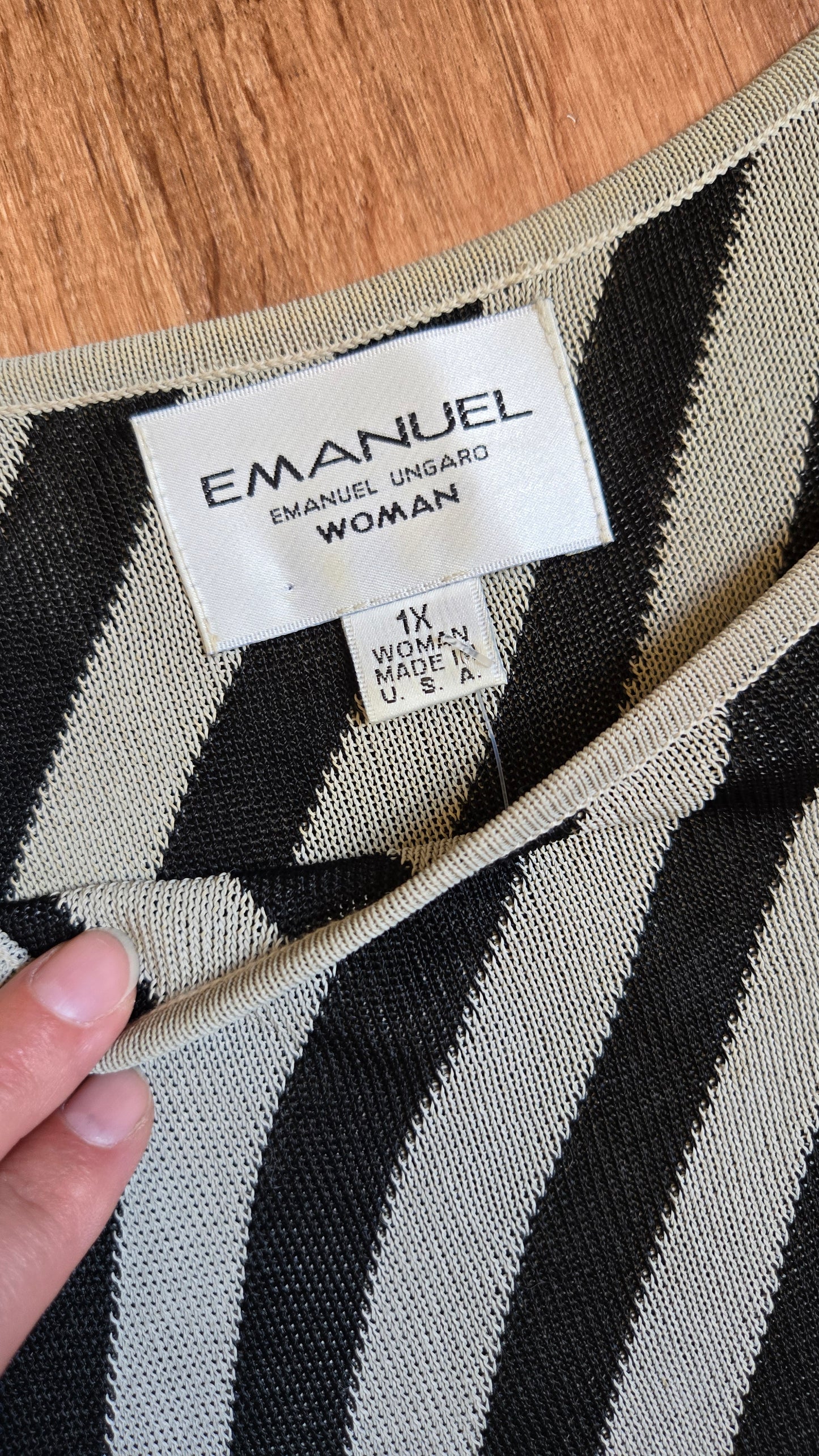 Ungaro taupe & black striped knit tank