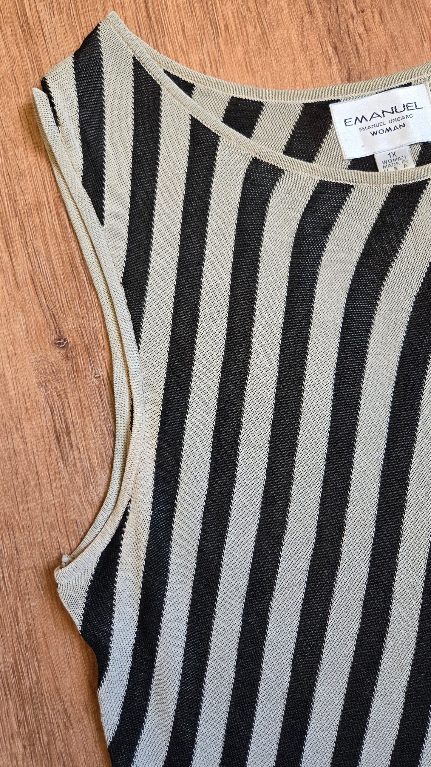 Ungaro taupe & black striped knit tank