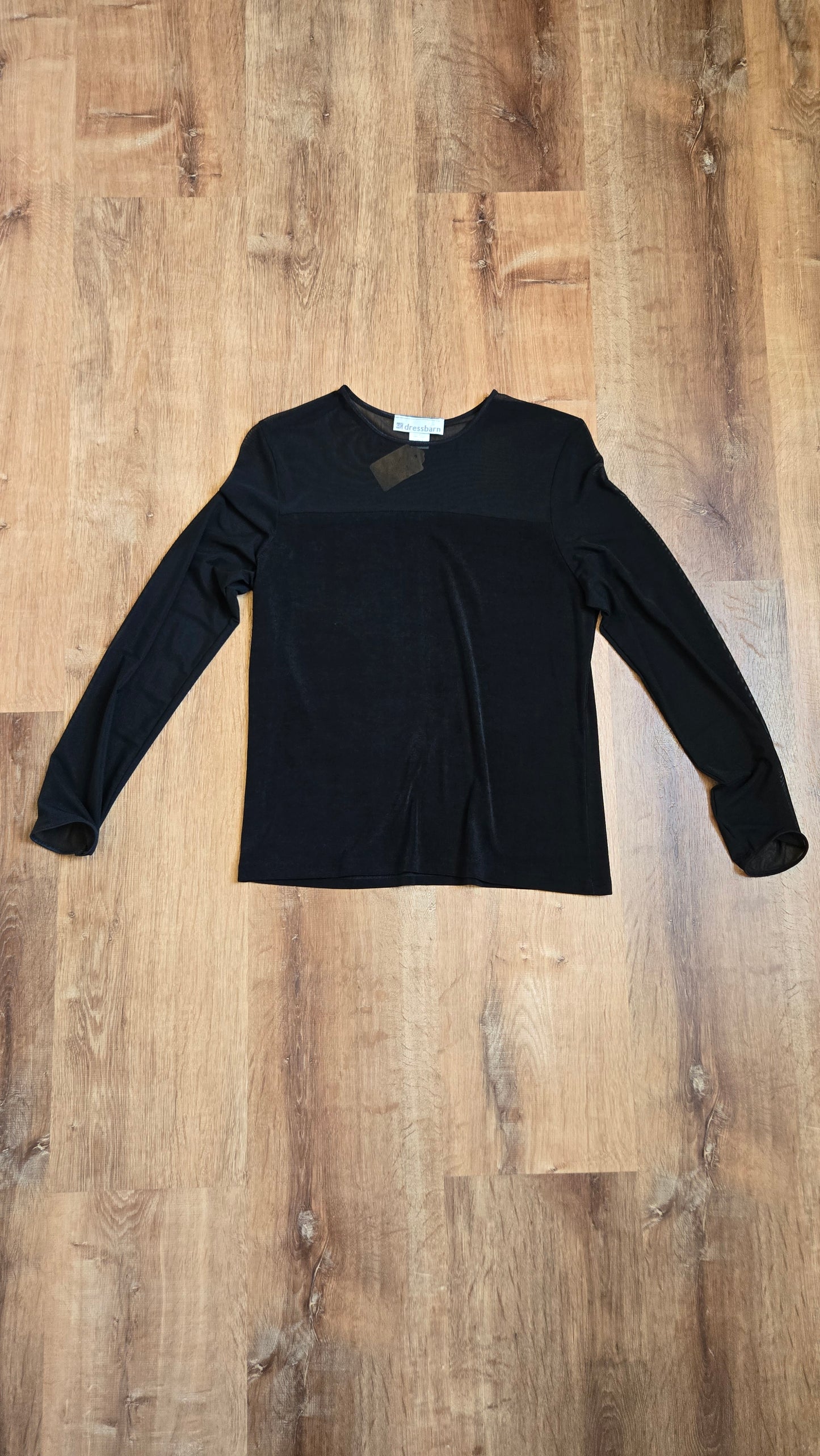 Black sheer-top stretch shirt