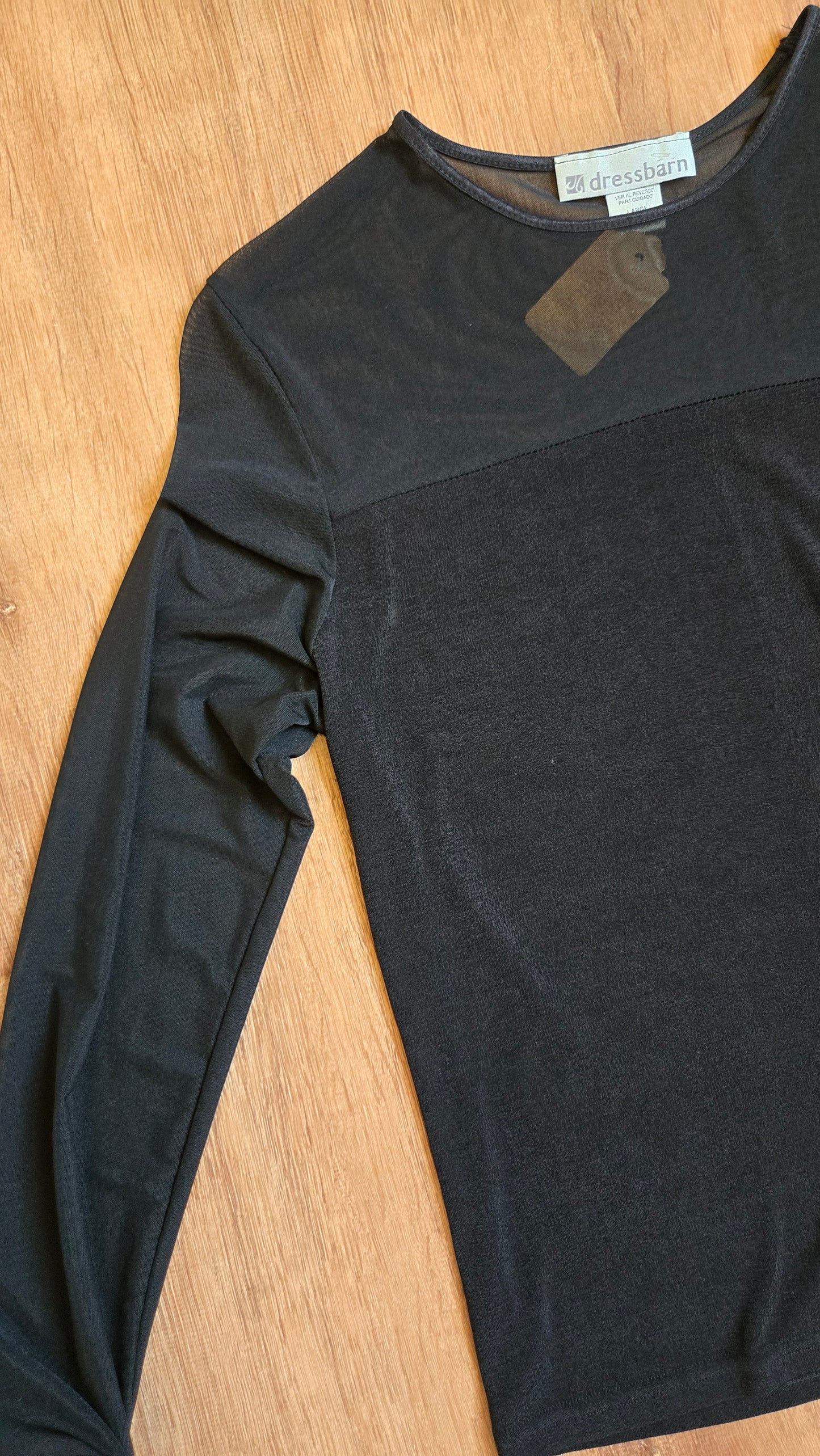 Black sheer-top stretch shirt