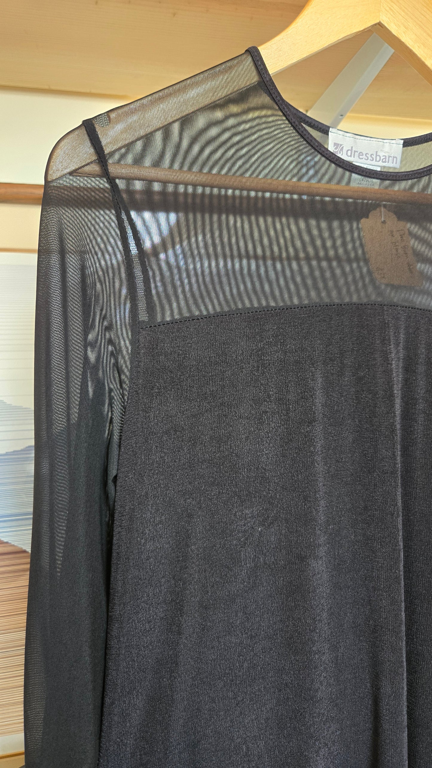 Black sheer-top stretch shirt