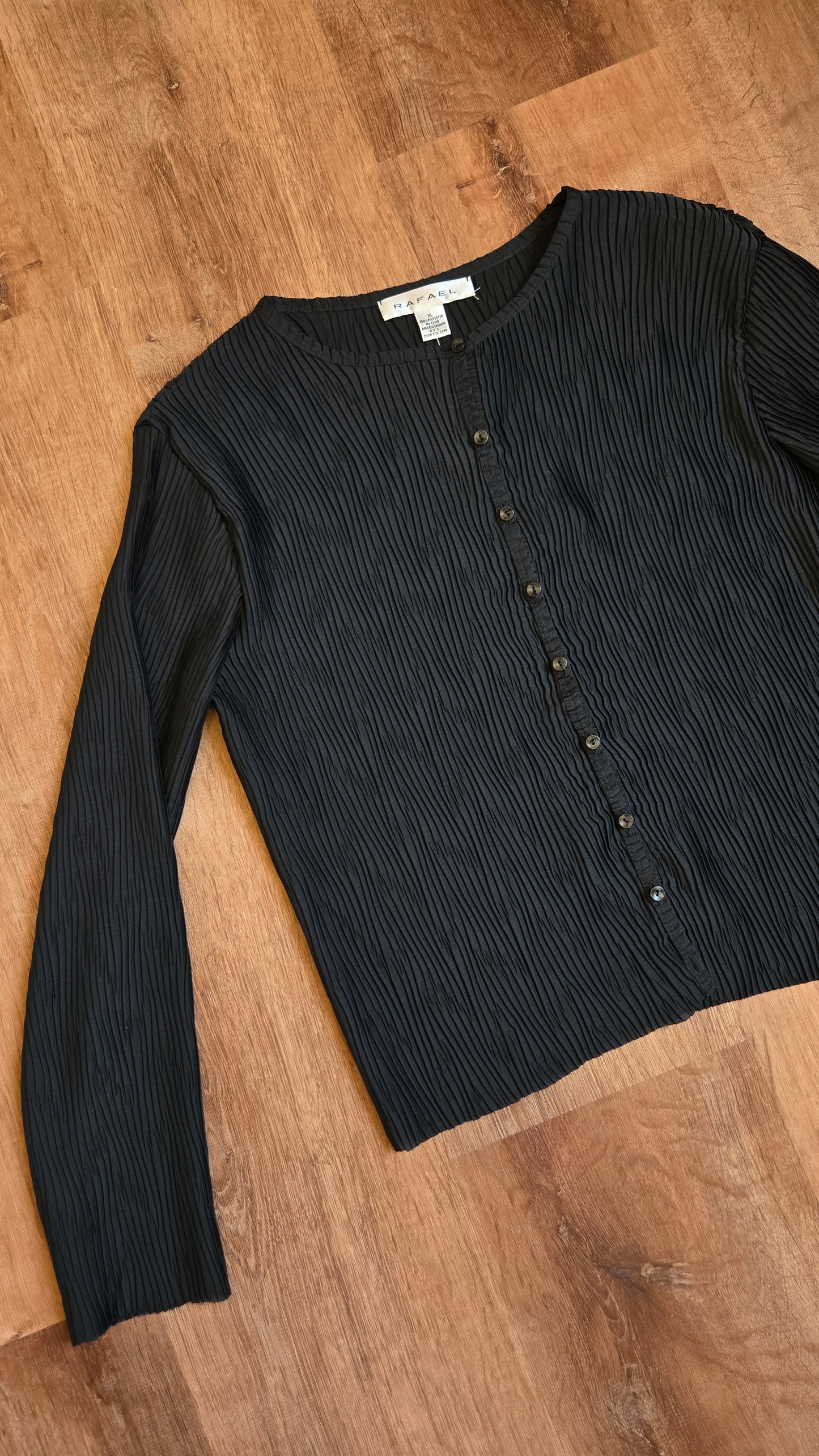 Rafael black sheer crinkle top