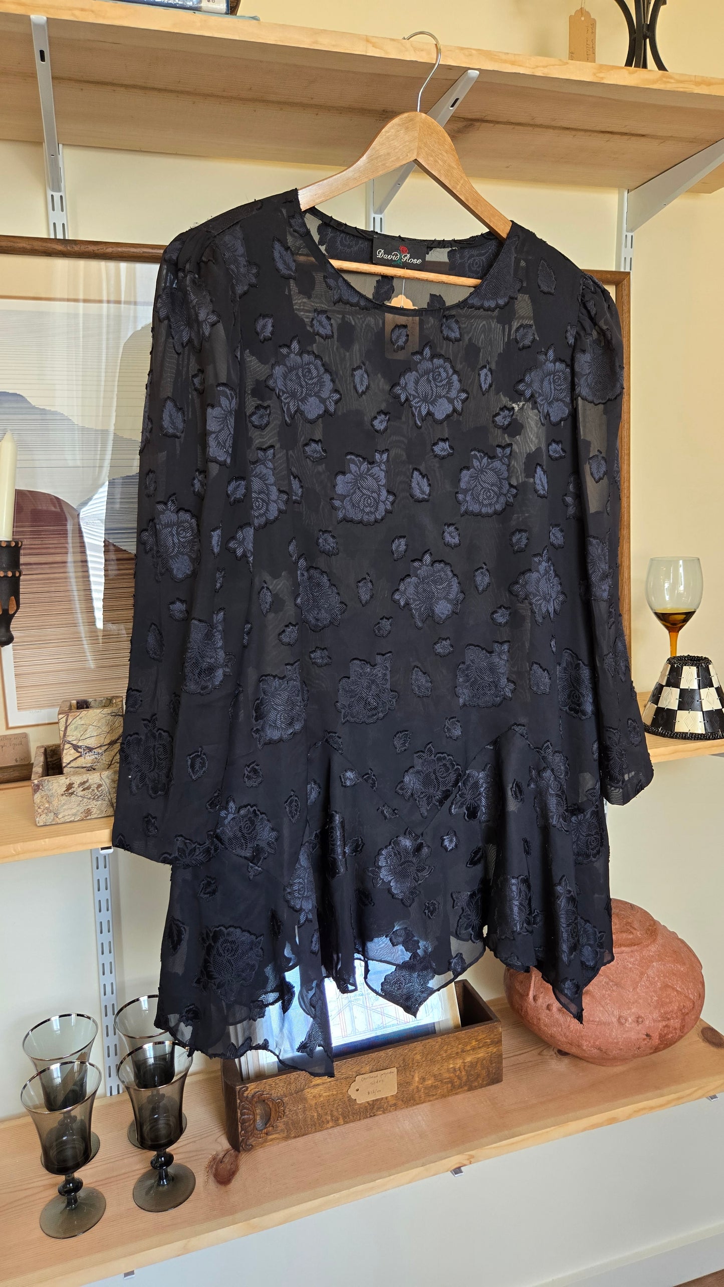 David Rose sheer floral minidress/tunic