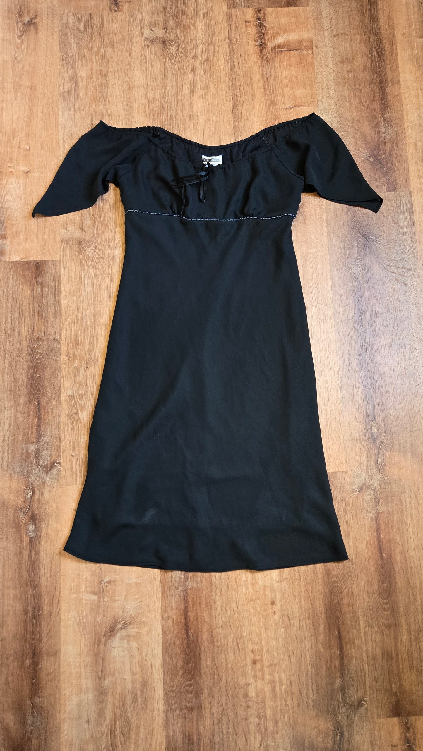 IN Studio black flutter sleeve dress