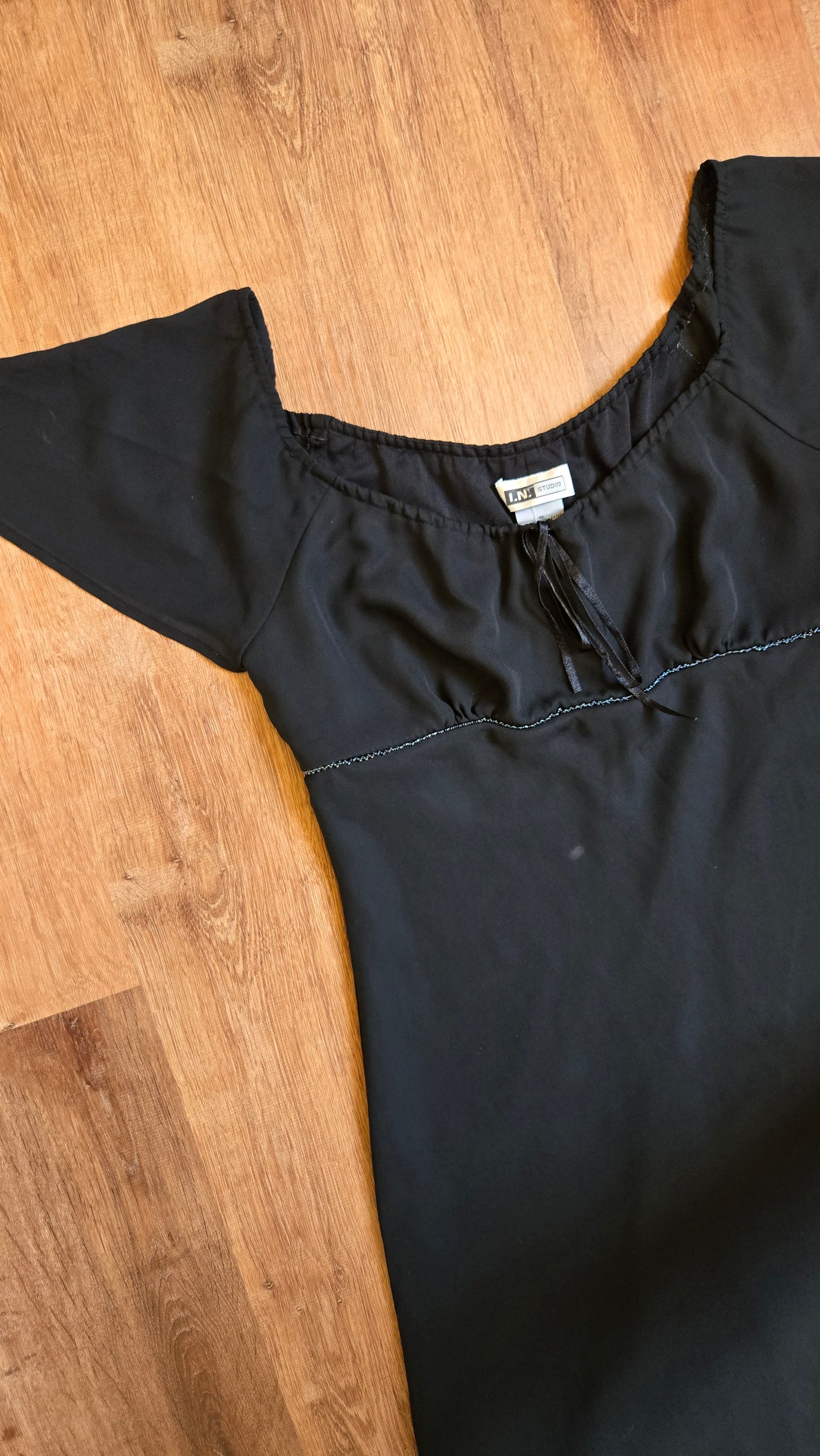 IN Studio black flutter sleeve dress