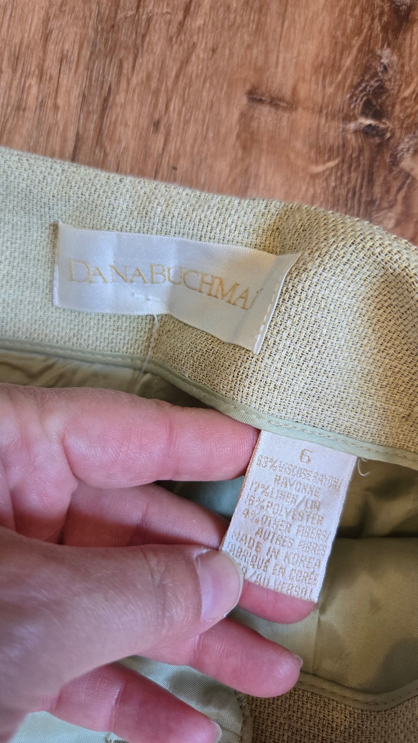 Dana Buchman beige woven high waist pants