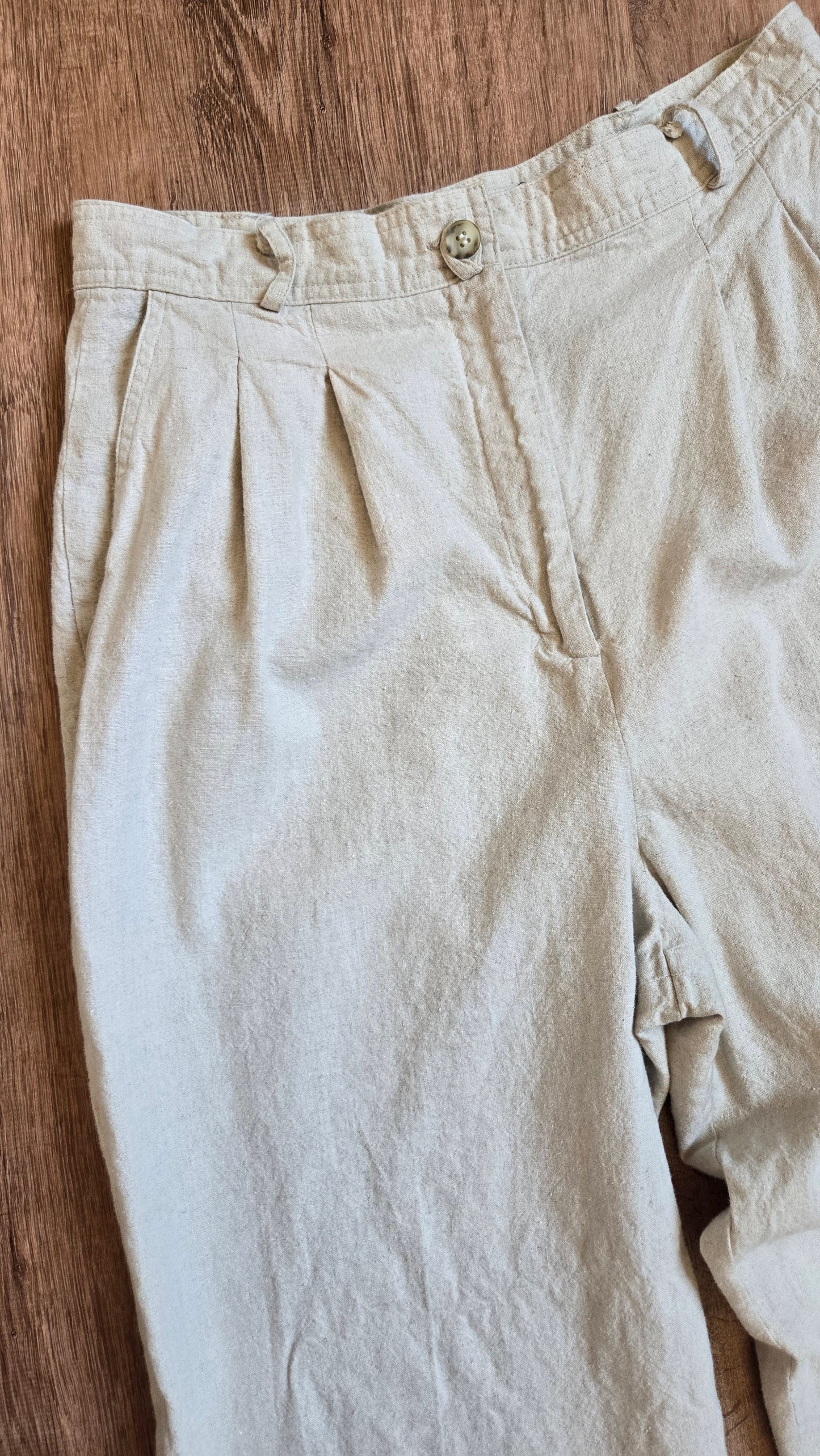 Chaus oatmeal linen trousers