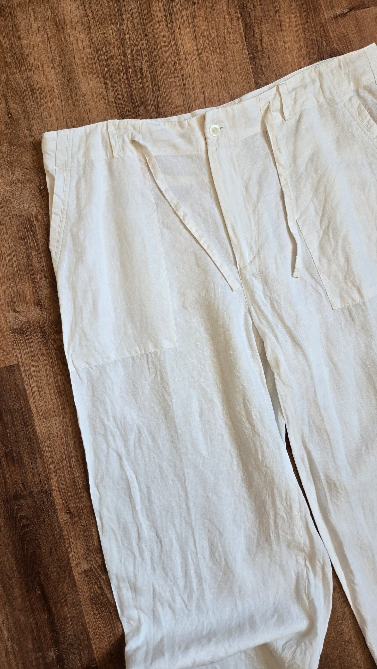 Prestige wide leg white linen pants
