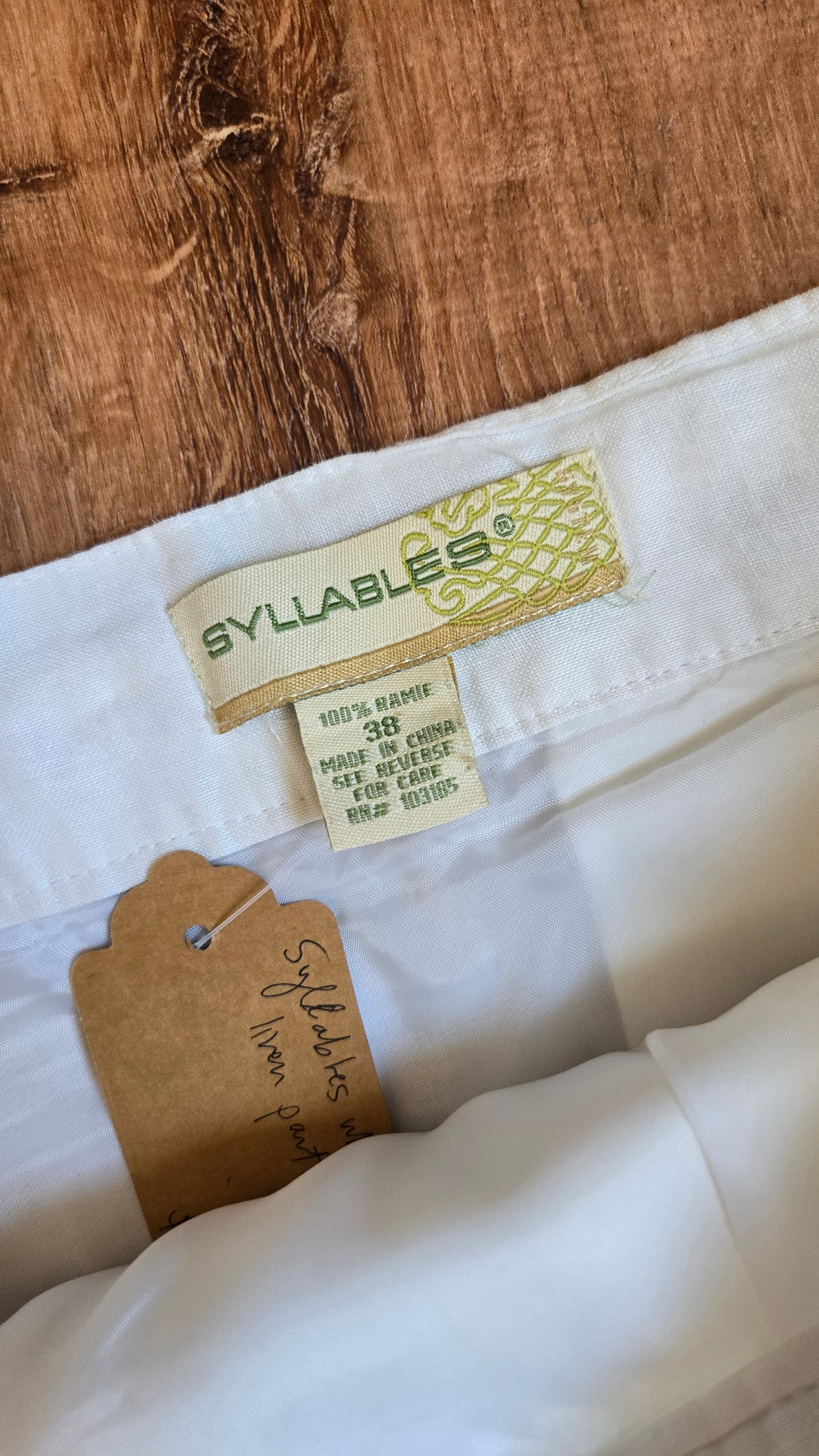 Syllables white linen pants