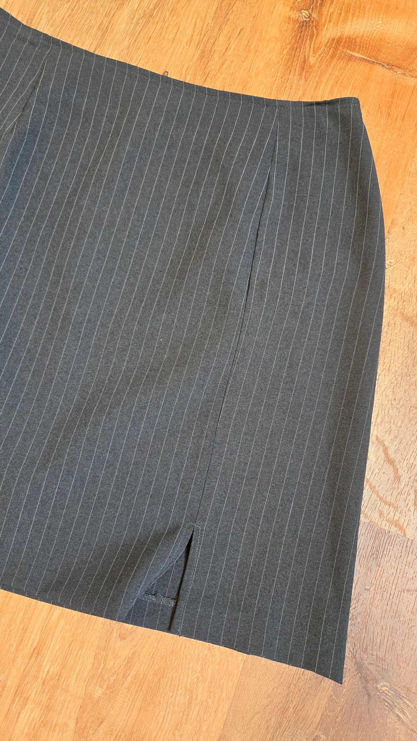 Pinstripe miniskirt with slit