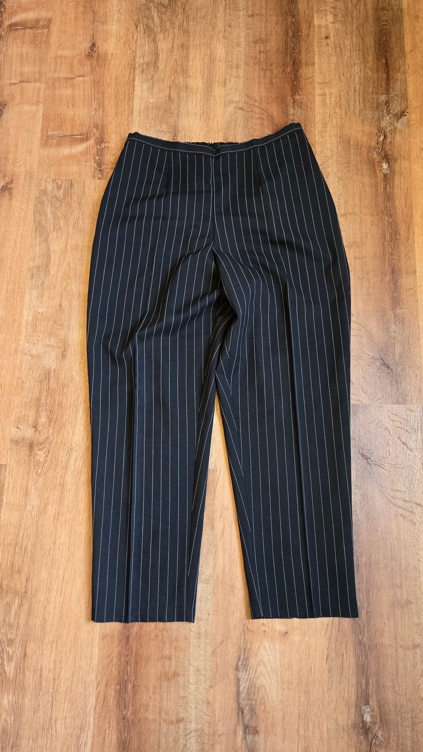 Black pinstripe pants