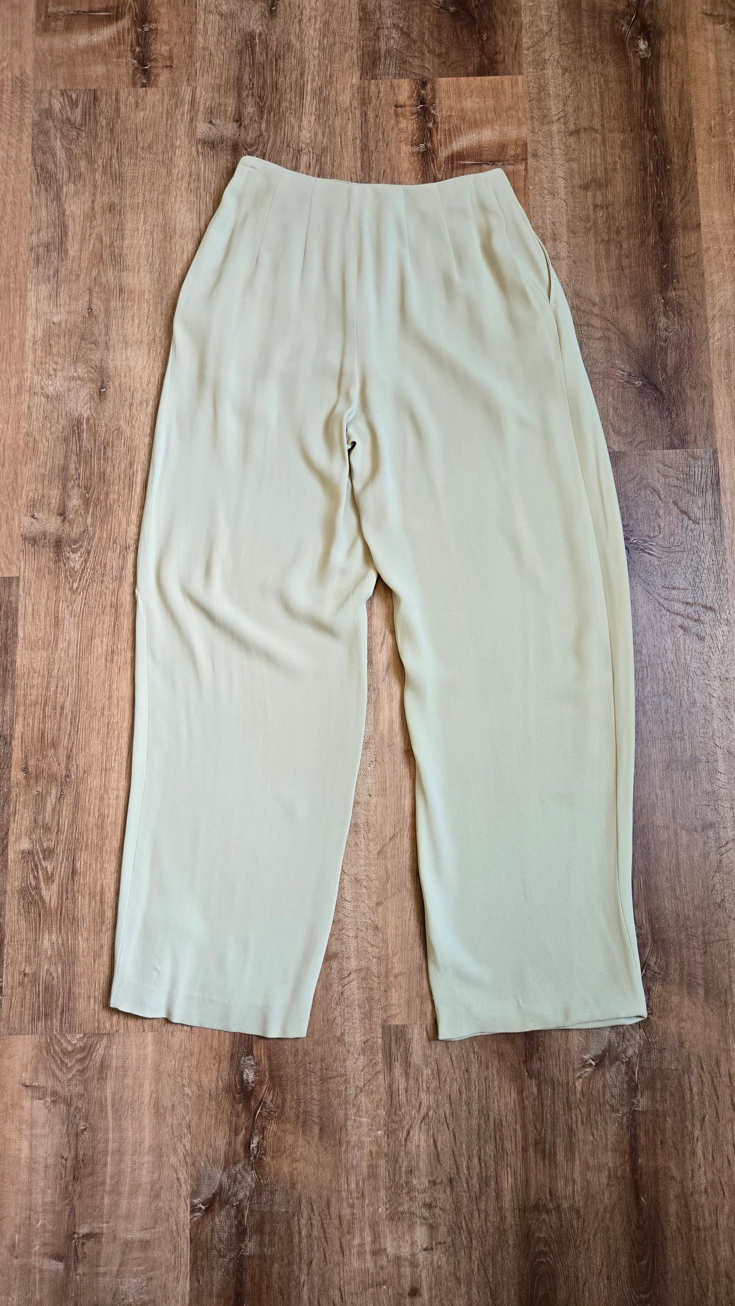 Ellen Tracy beige silk wide leg pants