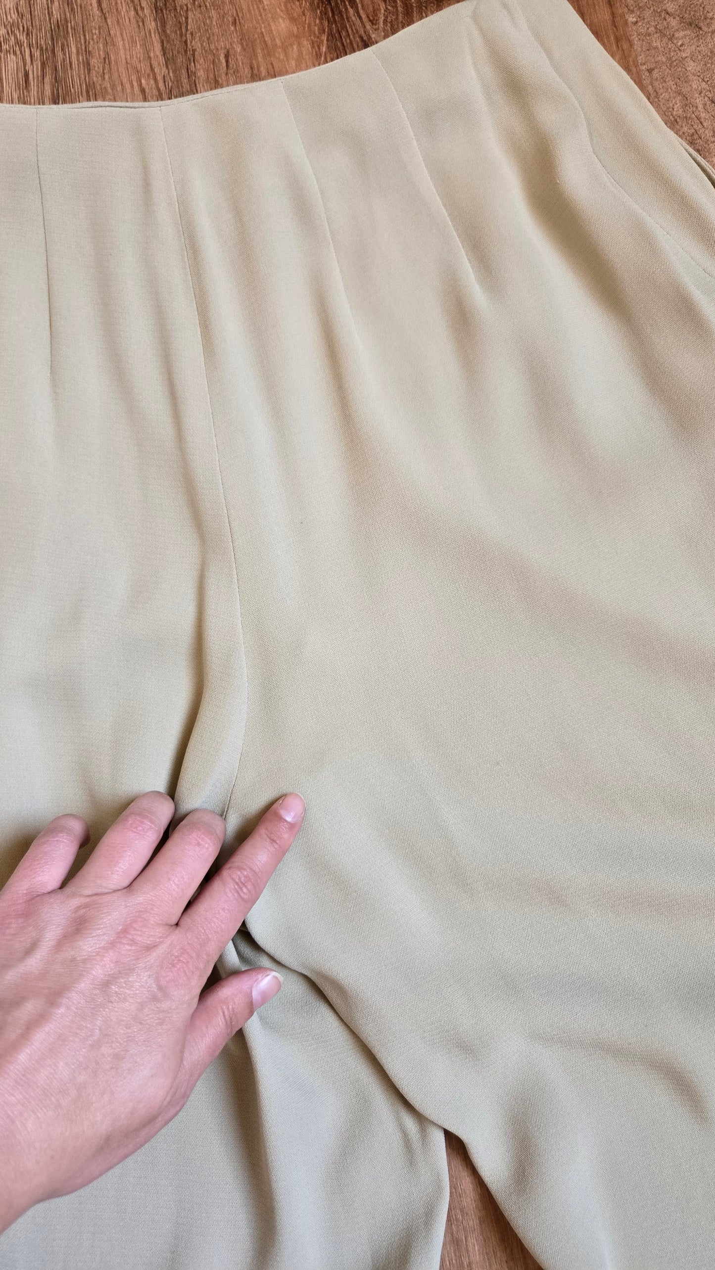Ellen Tracy beige silk wide leg pants