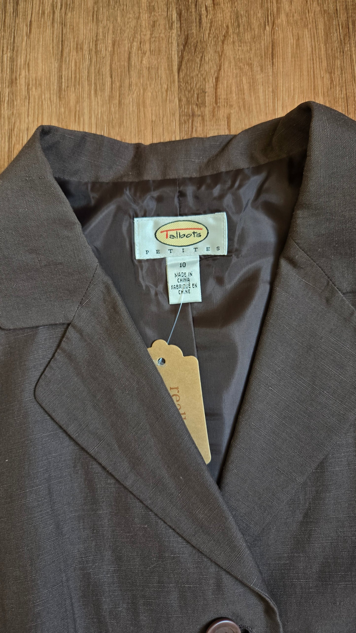 Talbots brown silk/linen vest