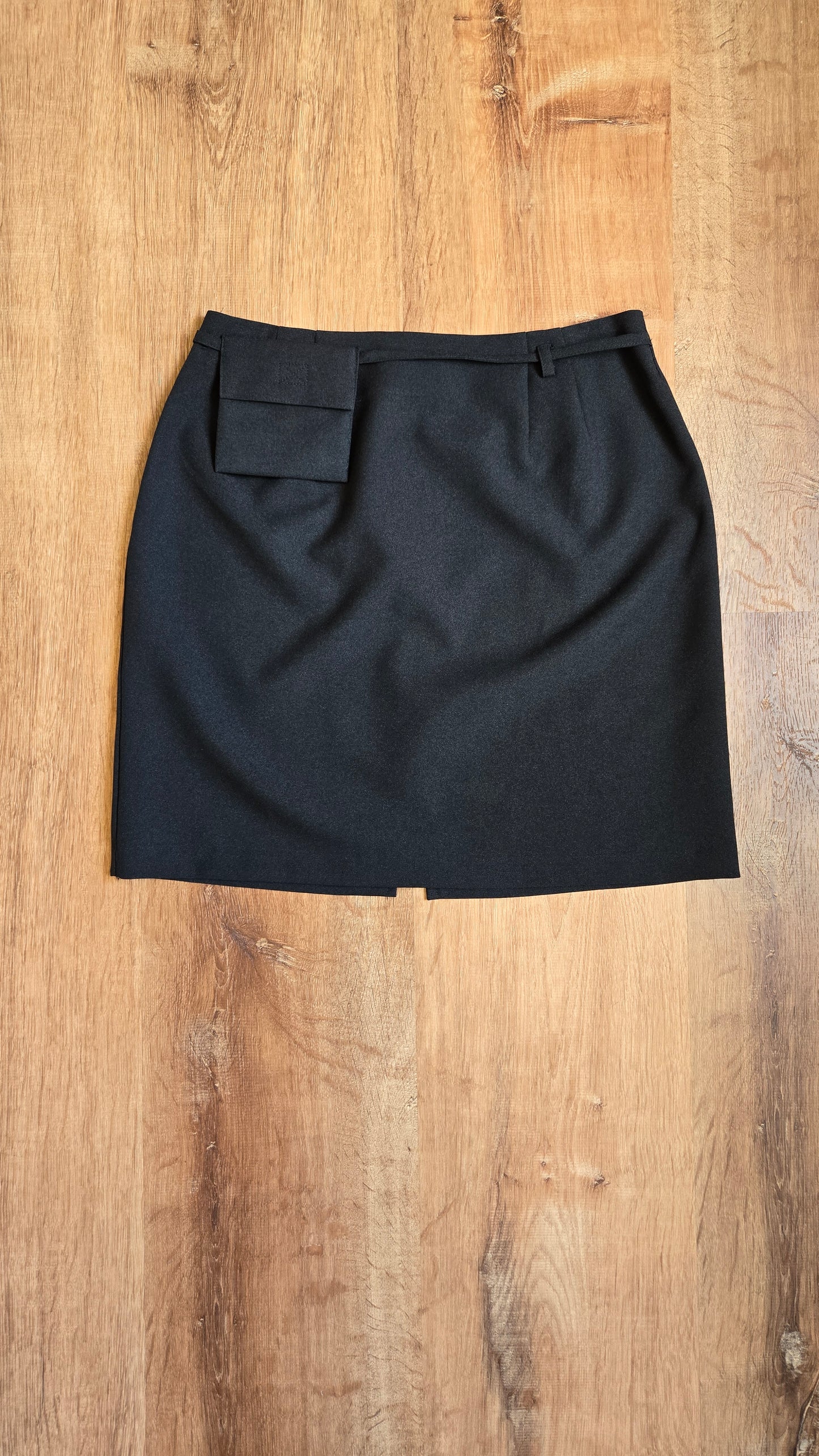 Black miniskirt with attached pouch