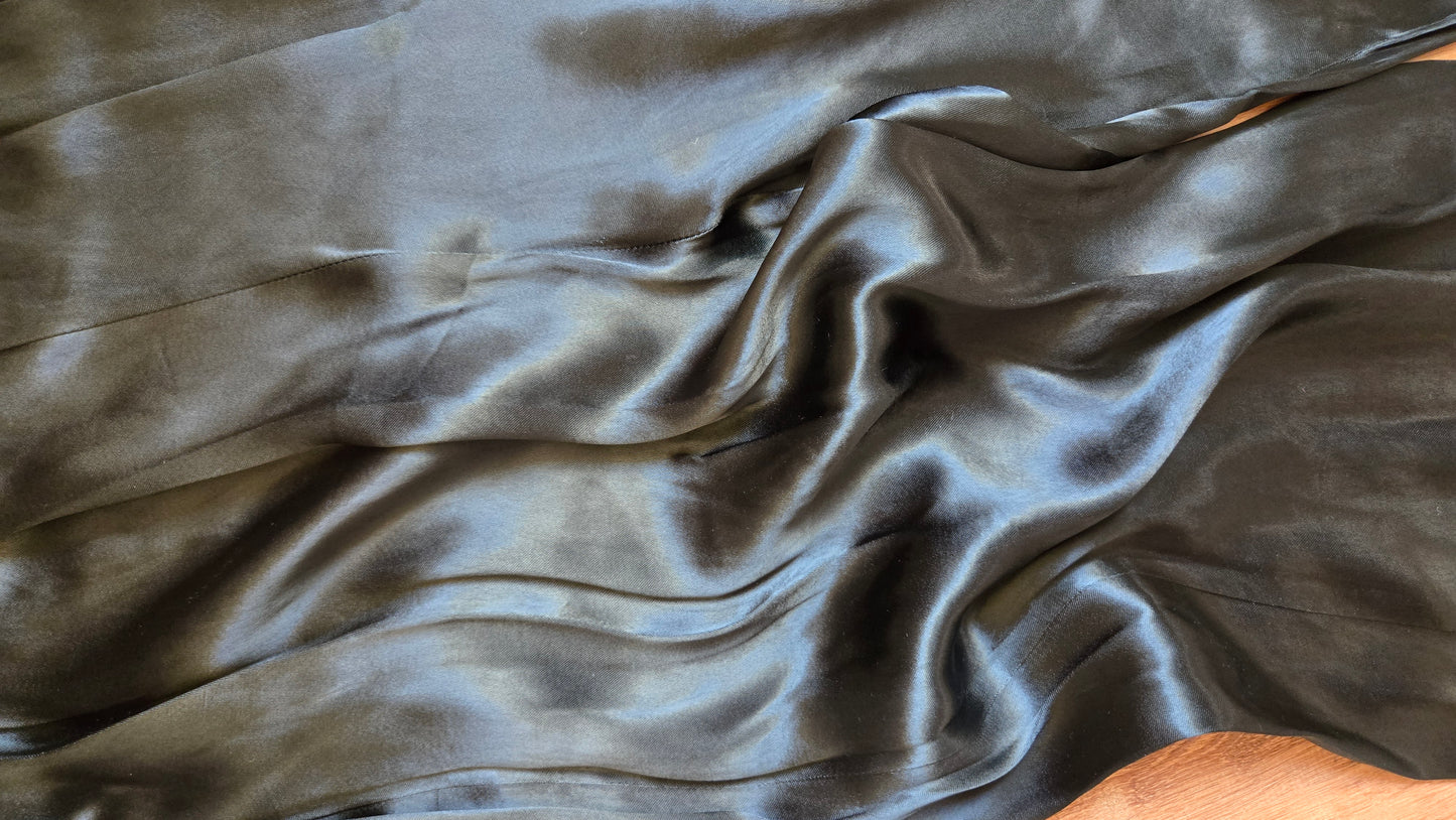 1930s black rayon satin wide leg pants