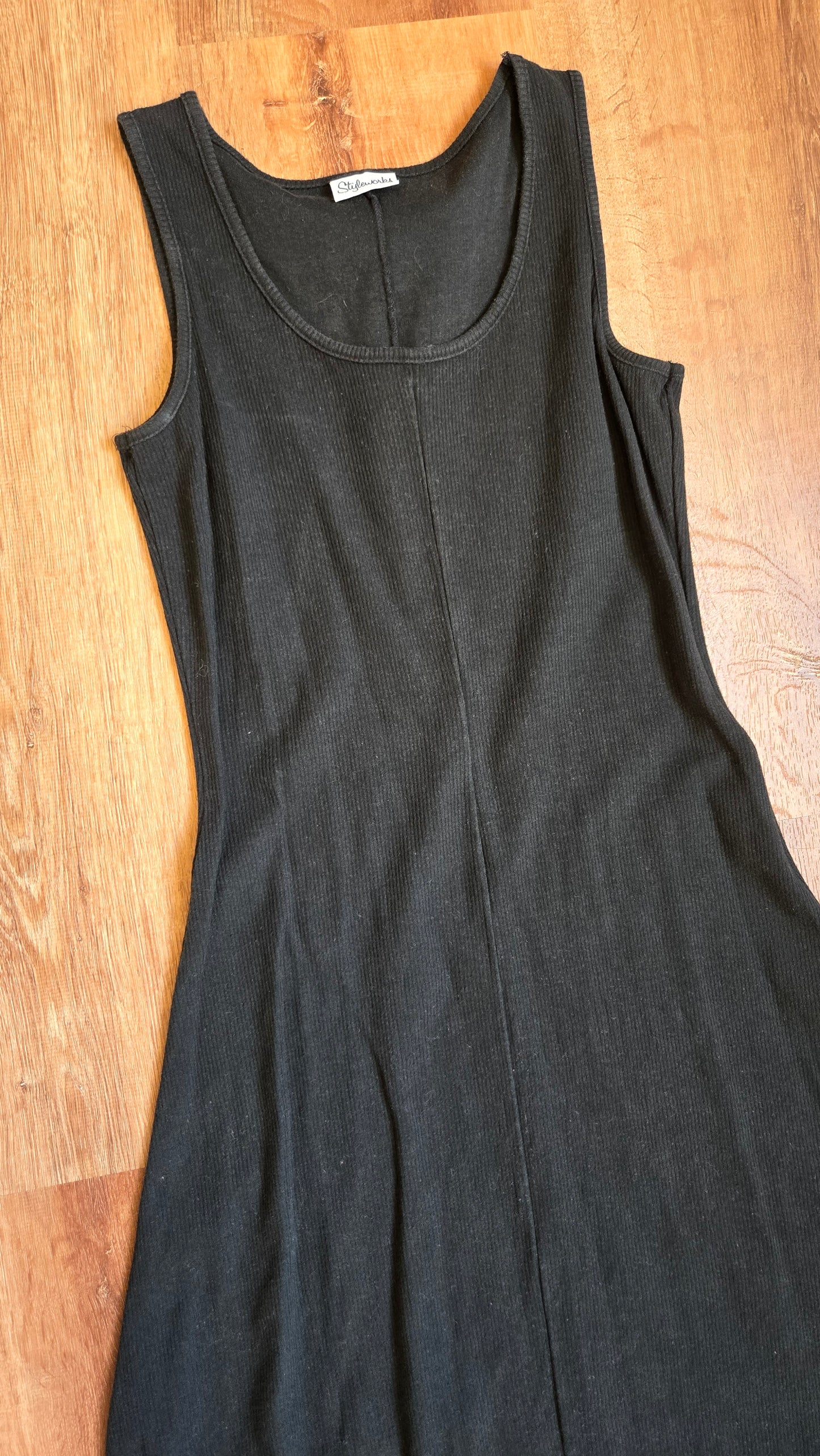 Styleworks black ribbed tank dress