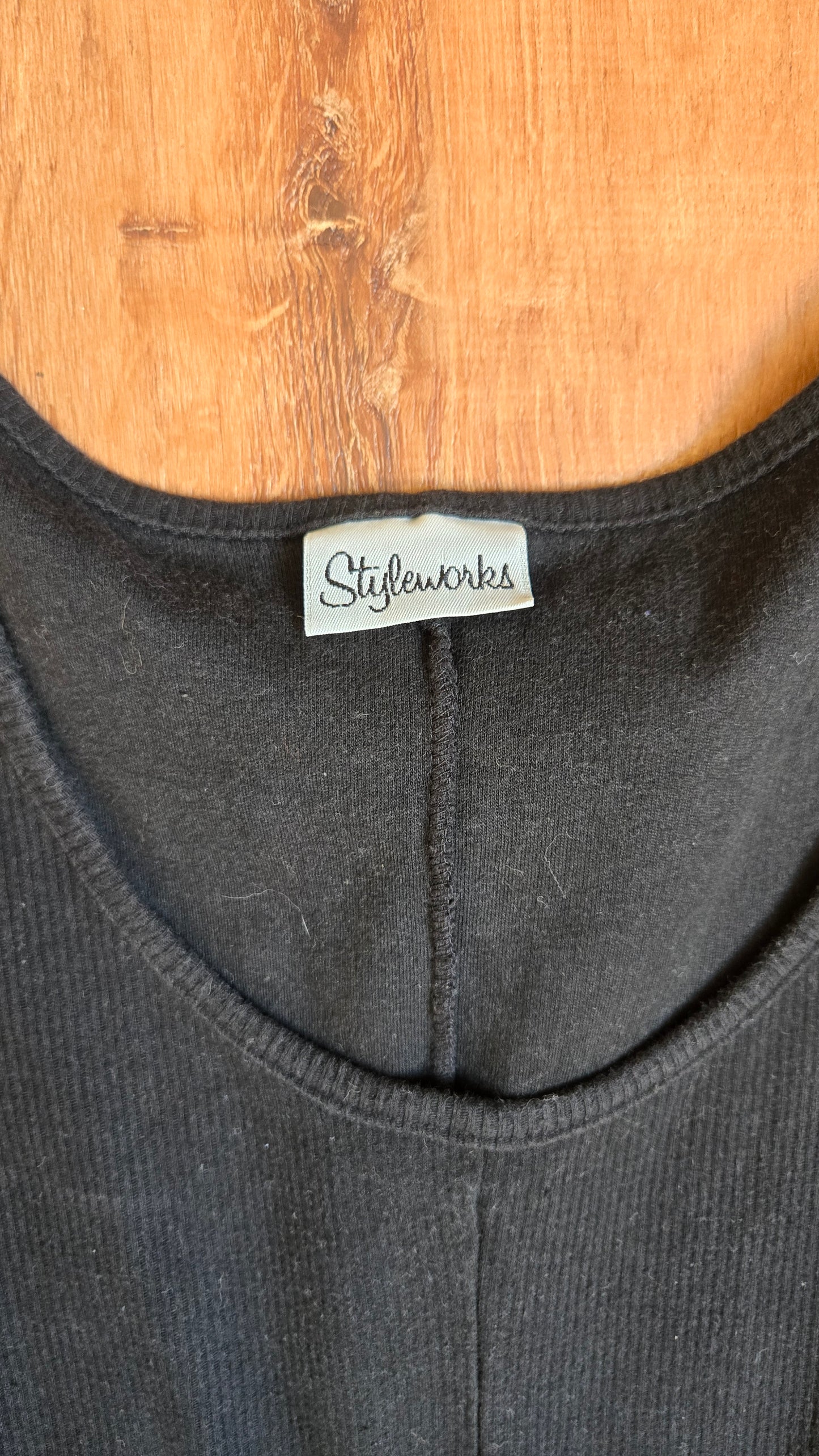 Styleworks black ribbed tank dress