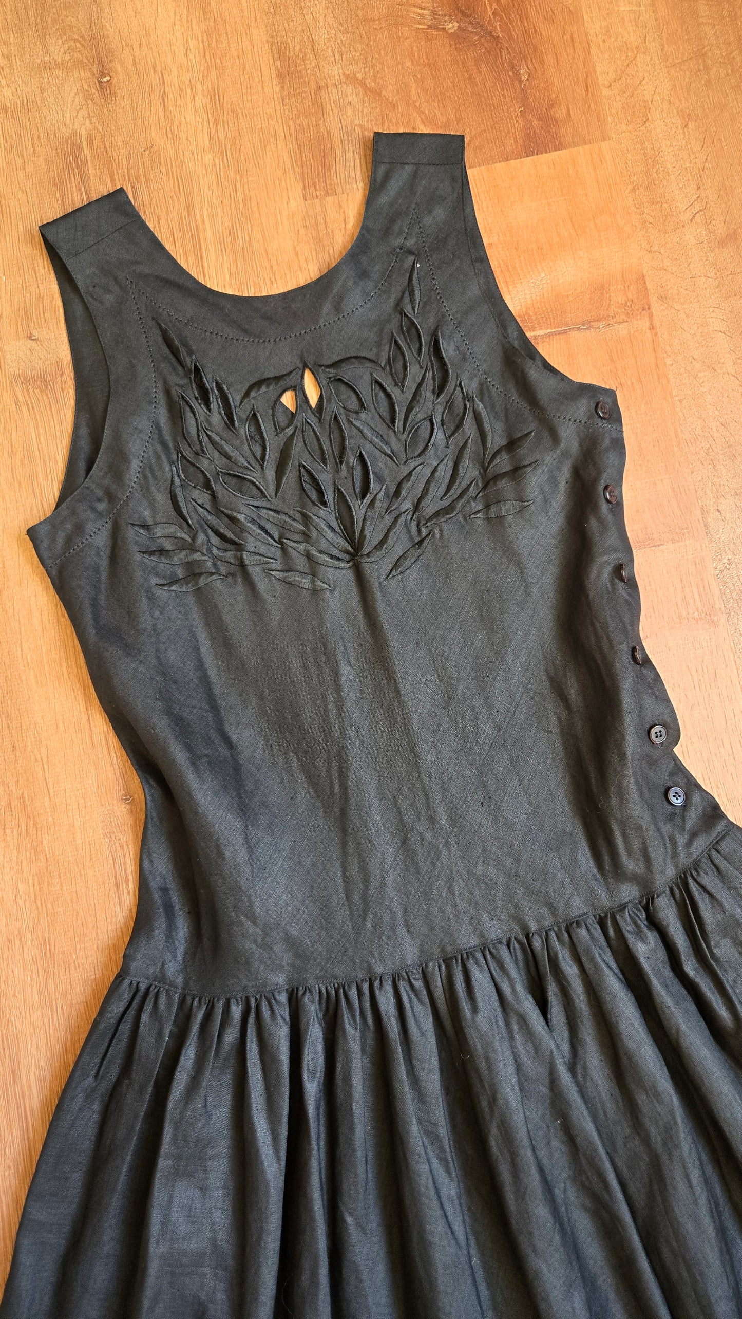 Ann Tijan for Kenar linen cutwork drop waist dress