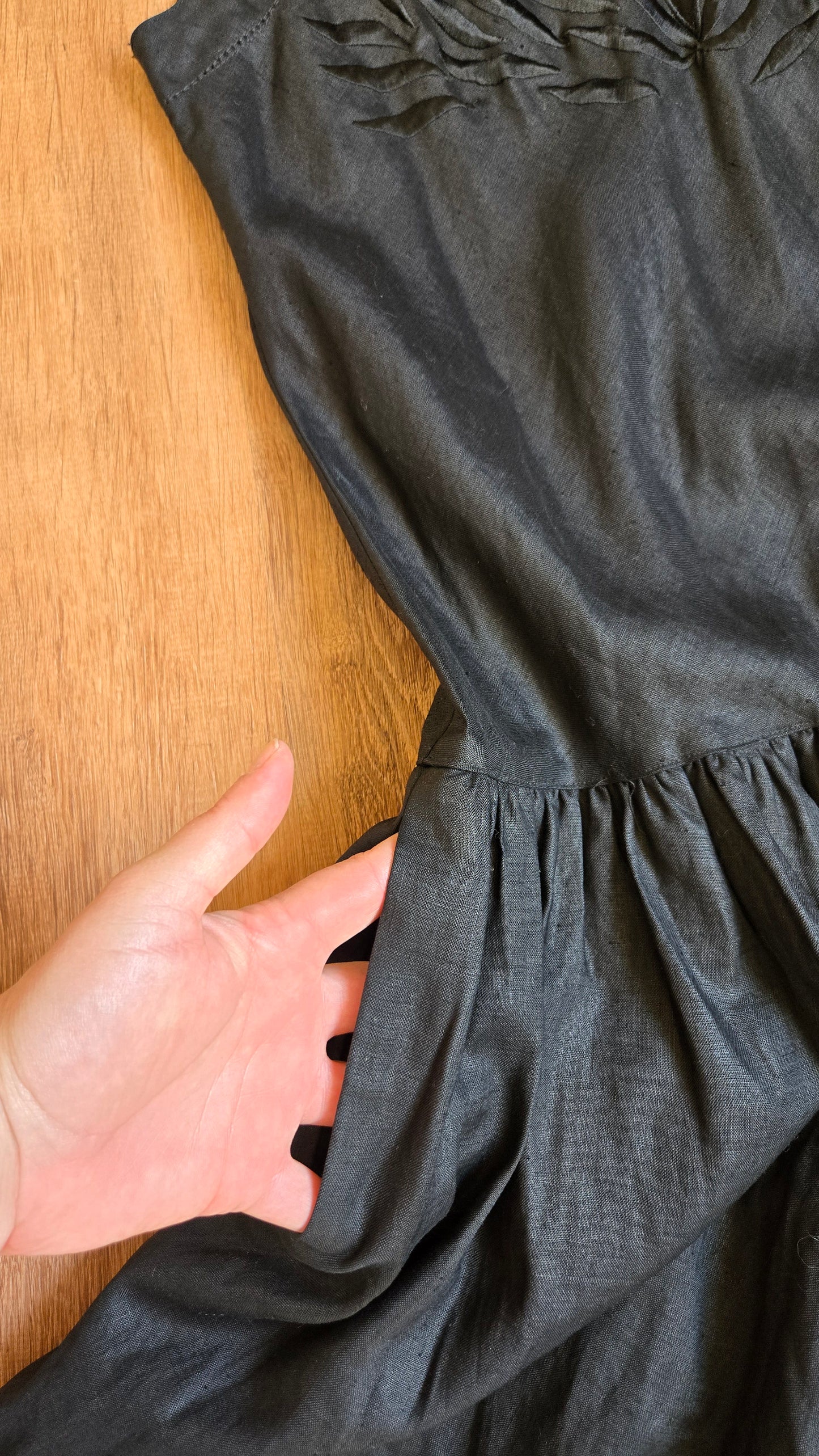 Ann Tijan for Kenar linen cutwork drop waist dress
