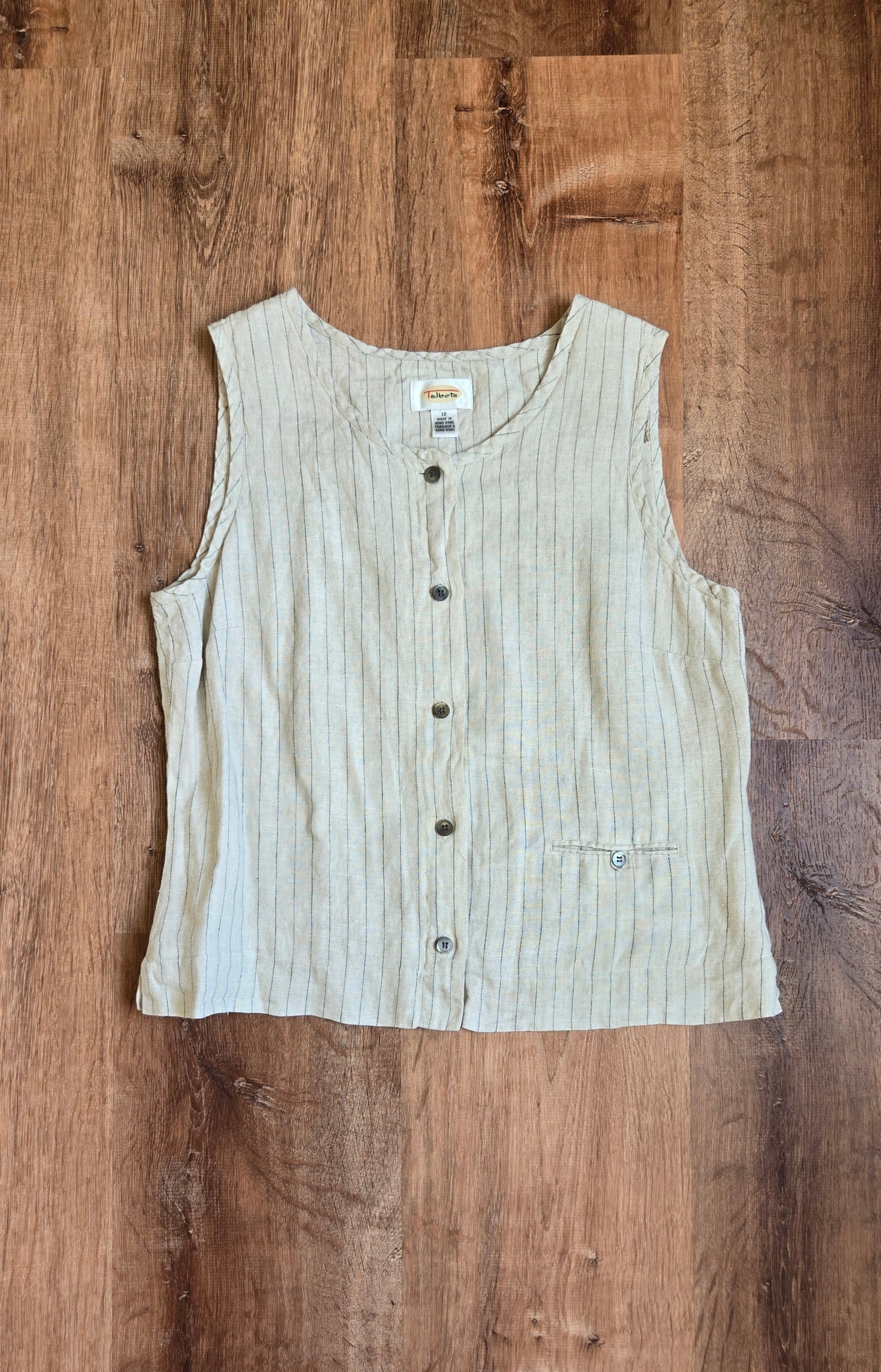 Talbots oatmeal line pinstripe top