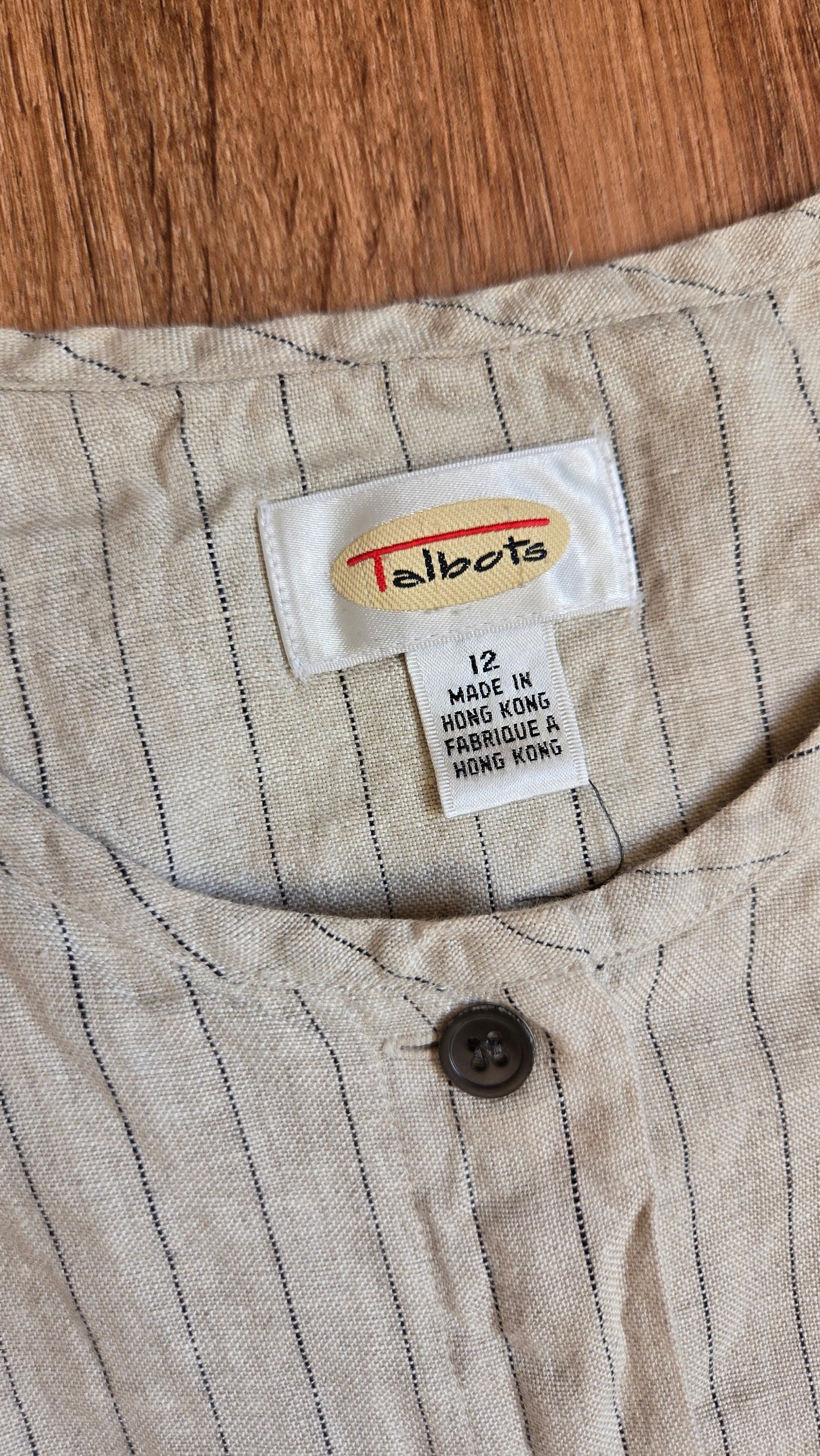 Talbots oatmeal line pinstripe top