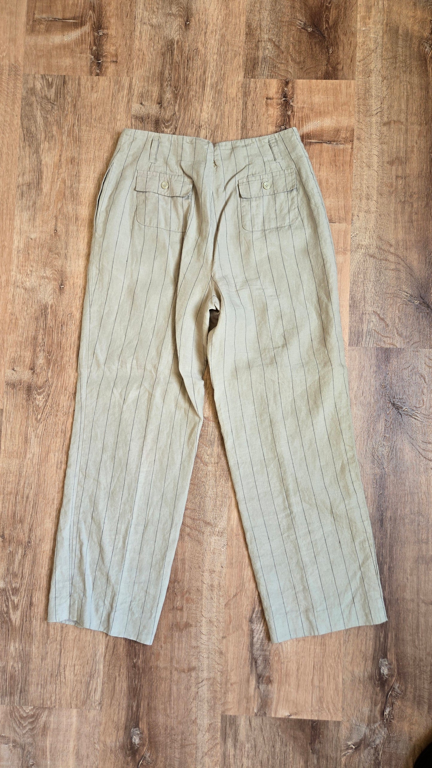 Oatmeal linen pinstripe pants