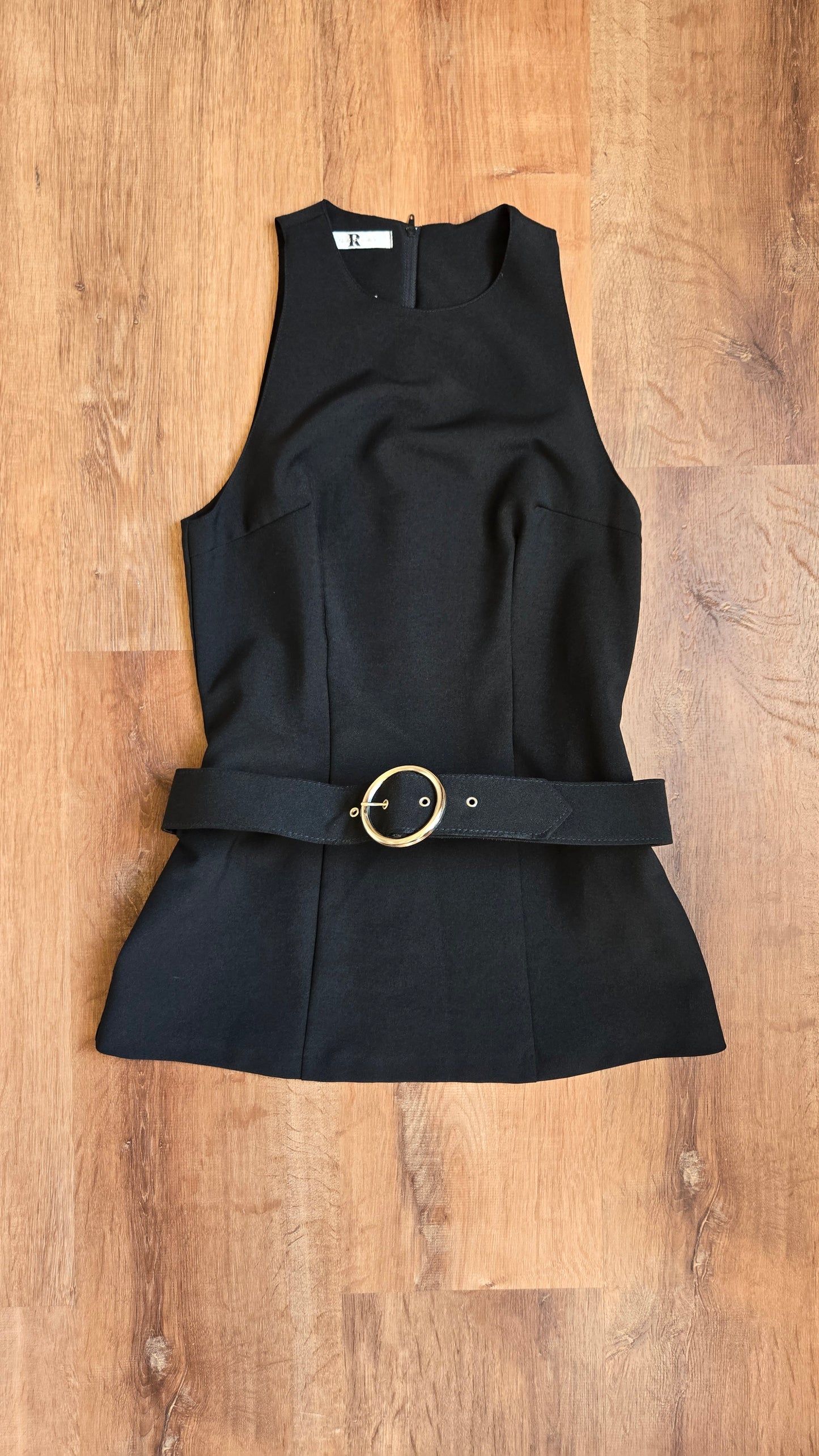 Black belted drop waist tunic