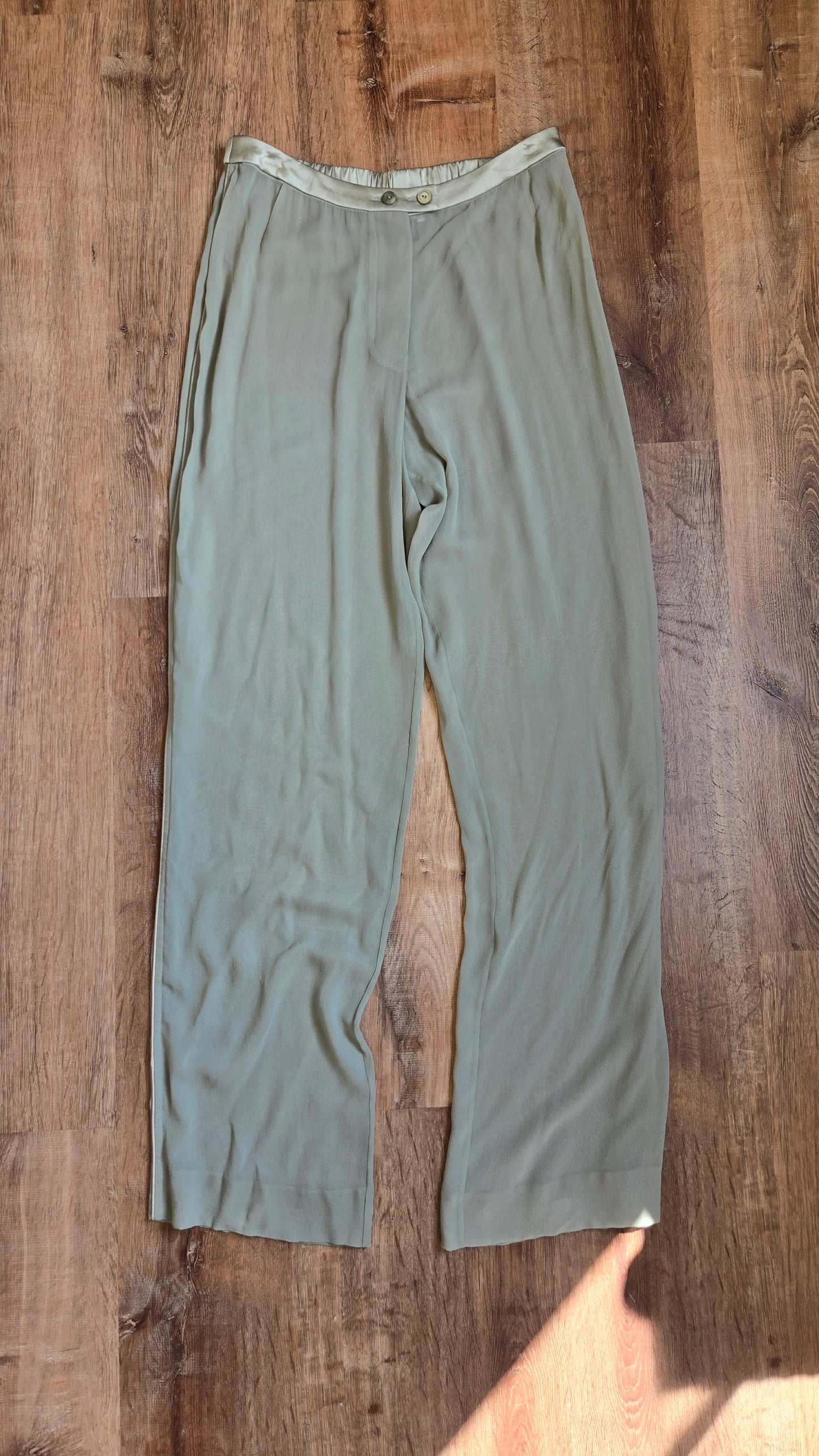 Donna Karan sheer silk taupe pants