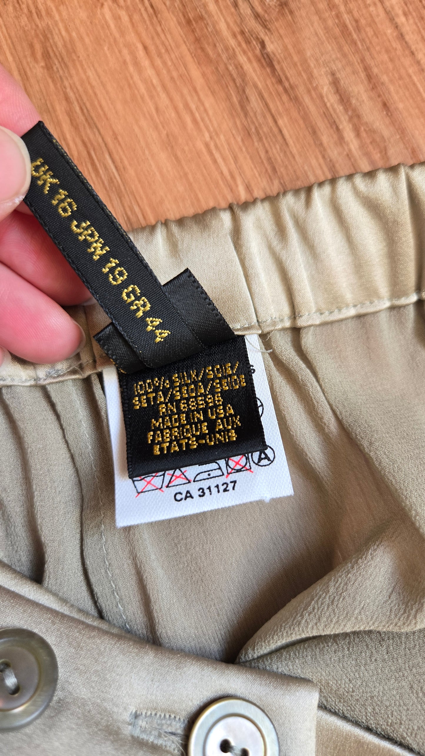 Donna Karan sheer silk taupe pants