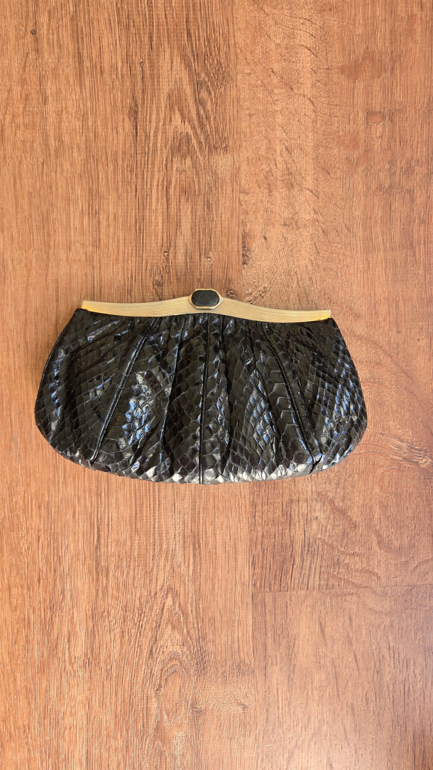 Judith Leiber black snake clutch