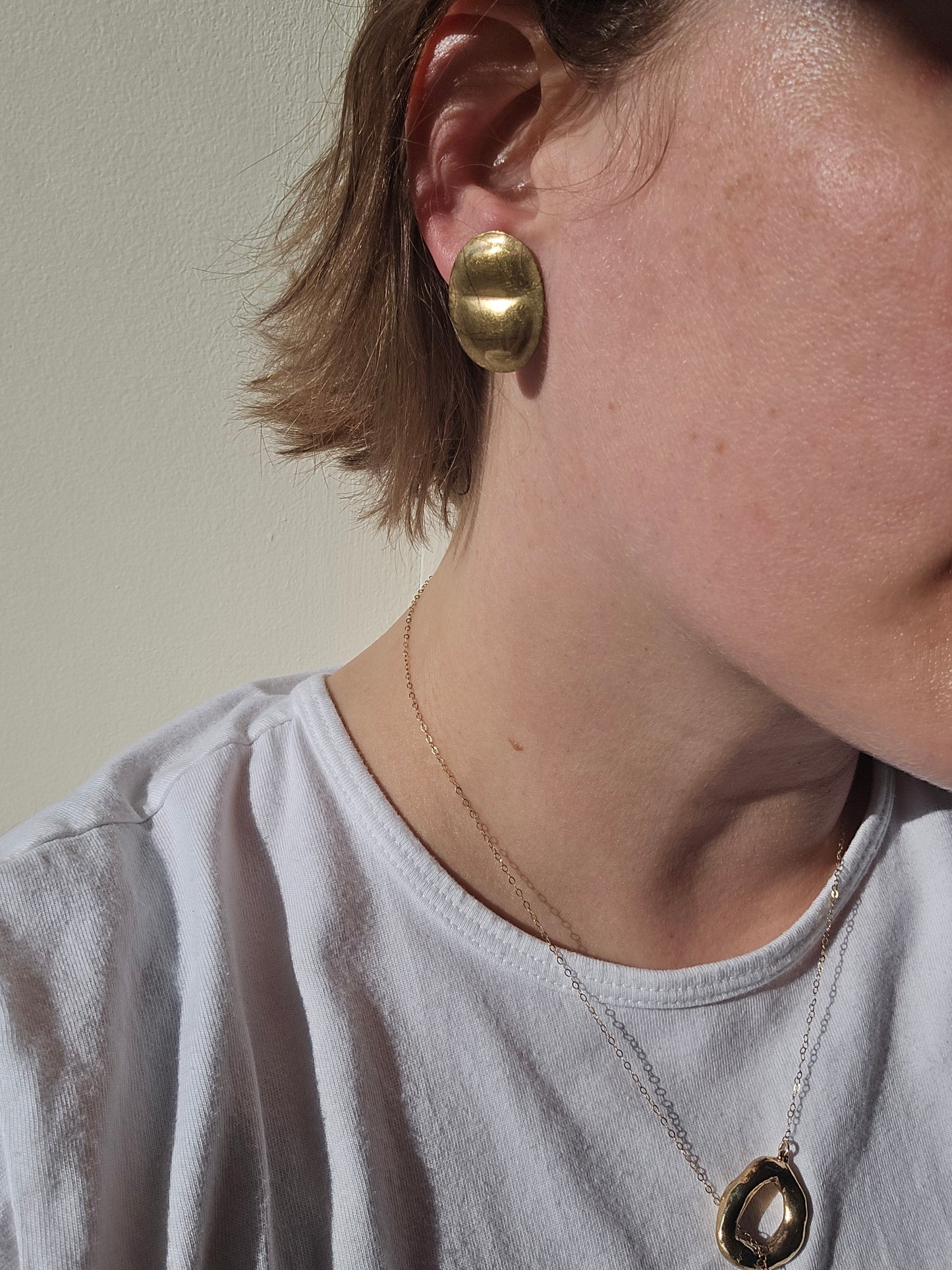 Brass oval posts earrings