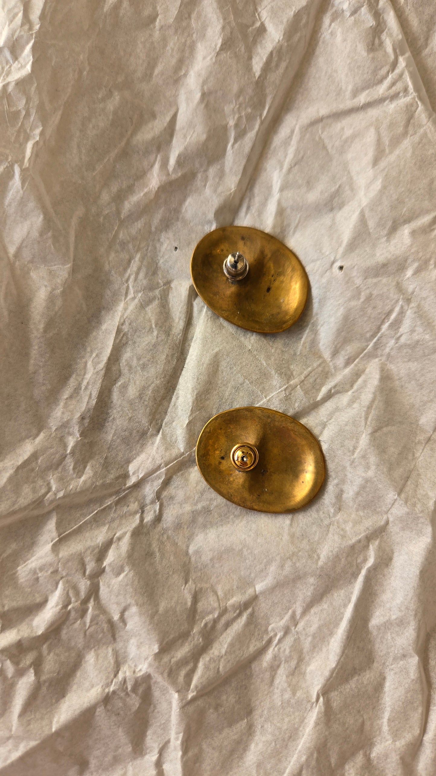 Brass oval posts earrings