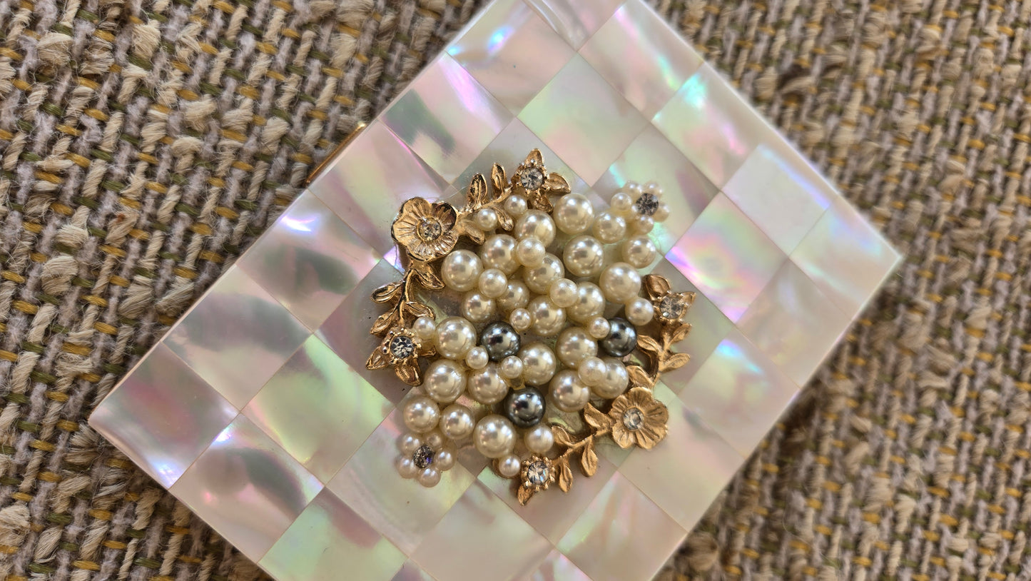 Mother of pearl & pearl cigarette/card case